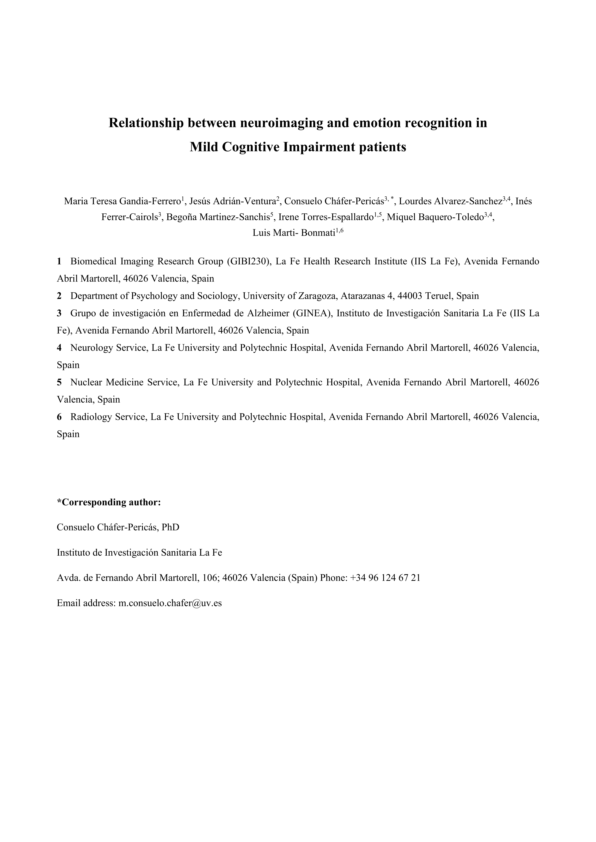 Relationship between neuroimaging and emotion recognition in mild cognitive impairment patients