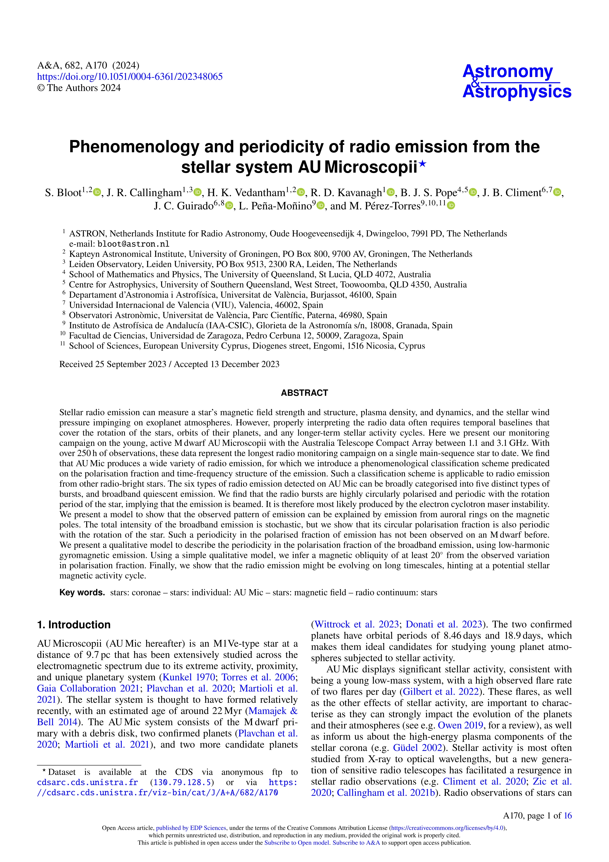 Phenomenology and periodicity of radio emission from the stellar system AU Microscopii