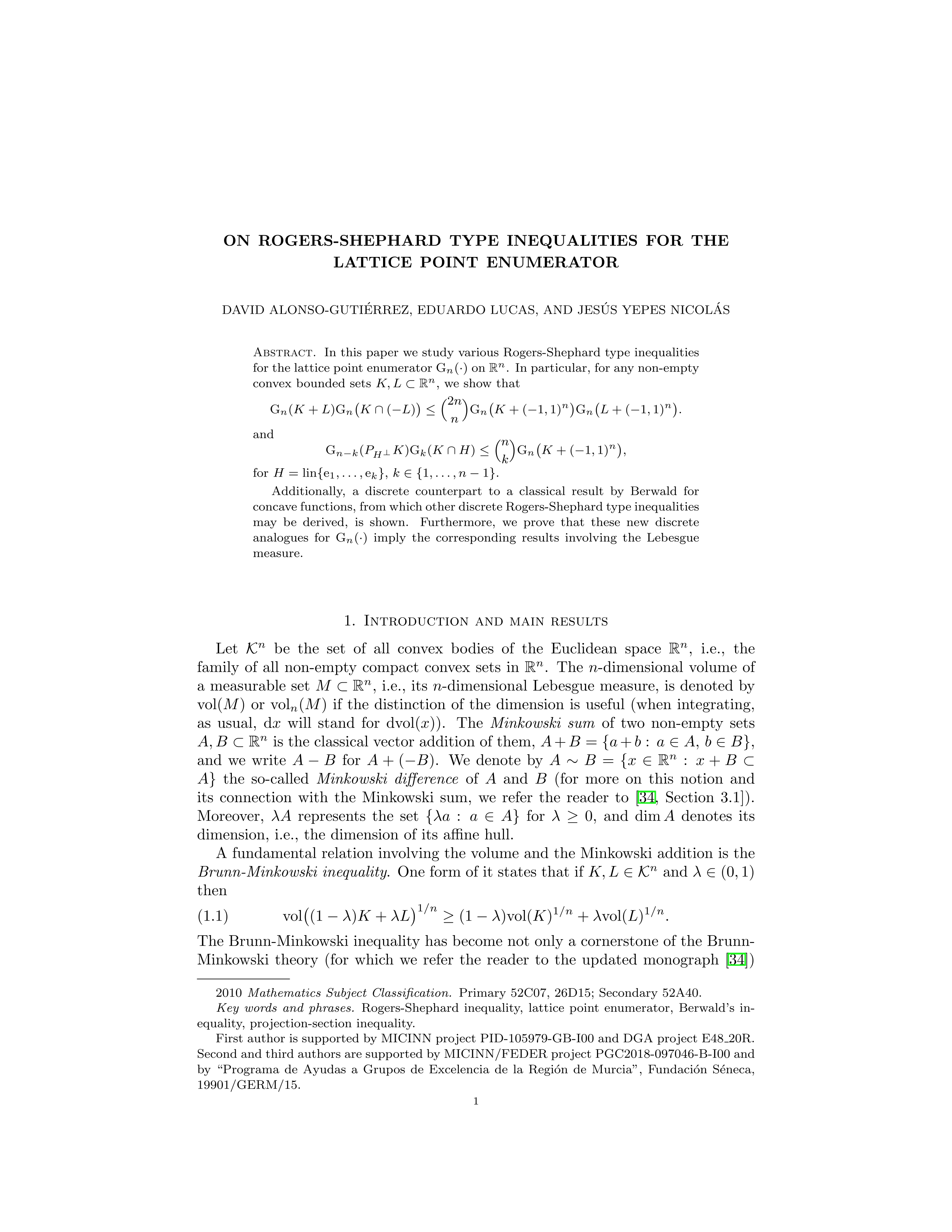 On Rogers-Shephard-type inequalities for the lattice point enumerator