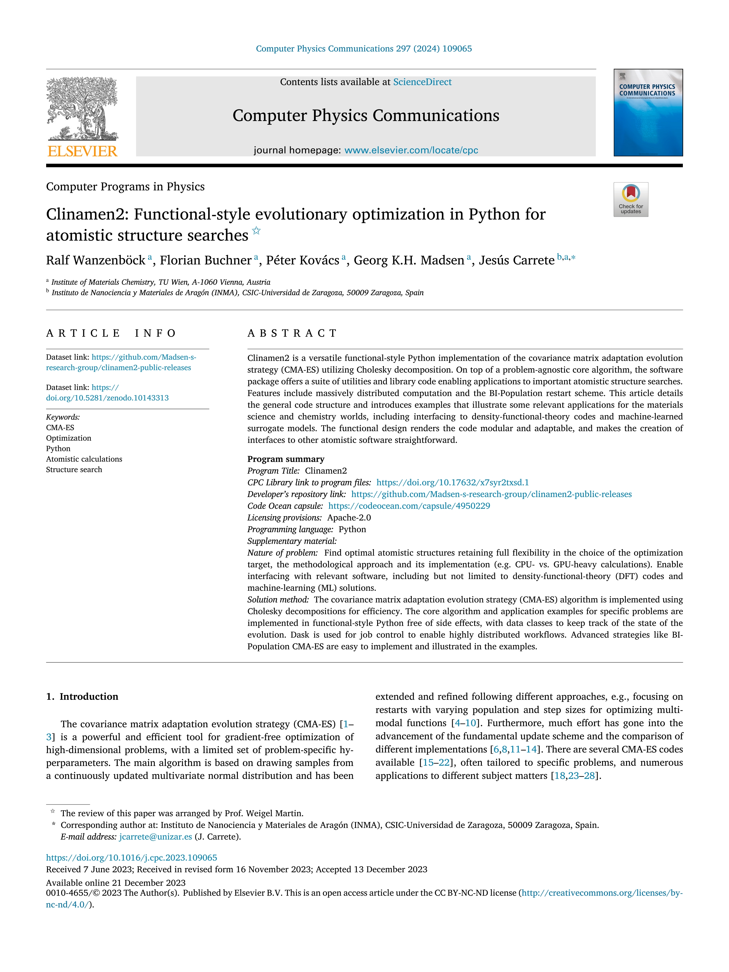 Clinamen2: Functional-style evolutionary optimization in Python for atomistic structure searches