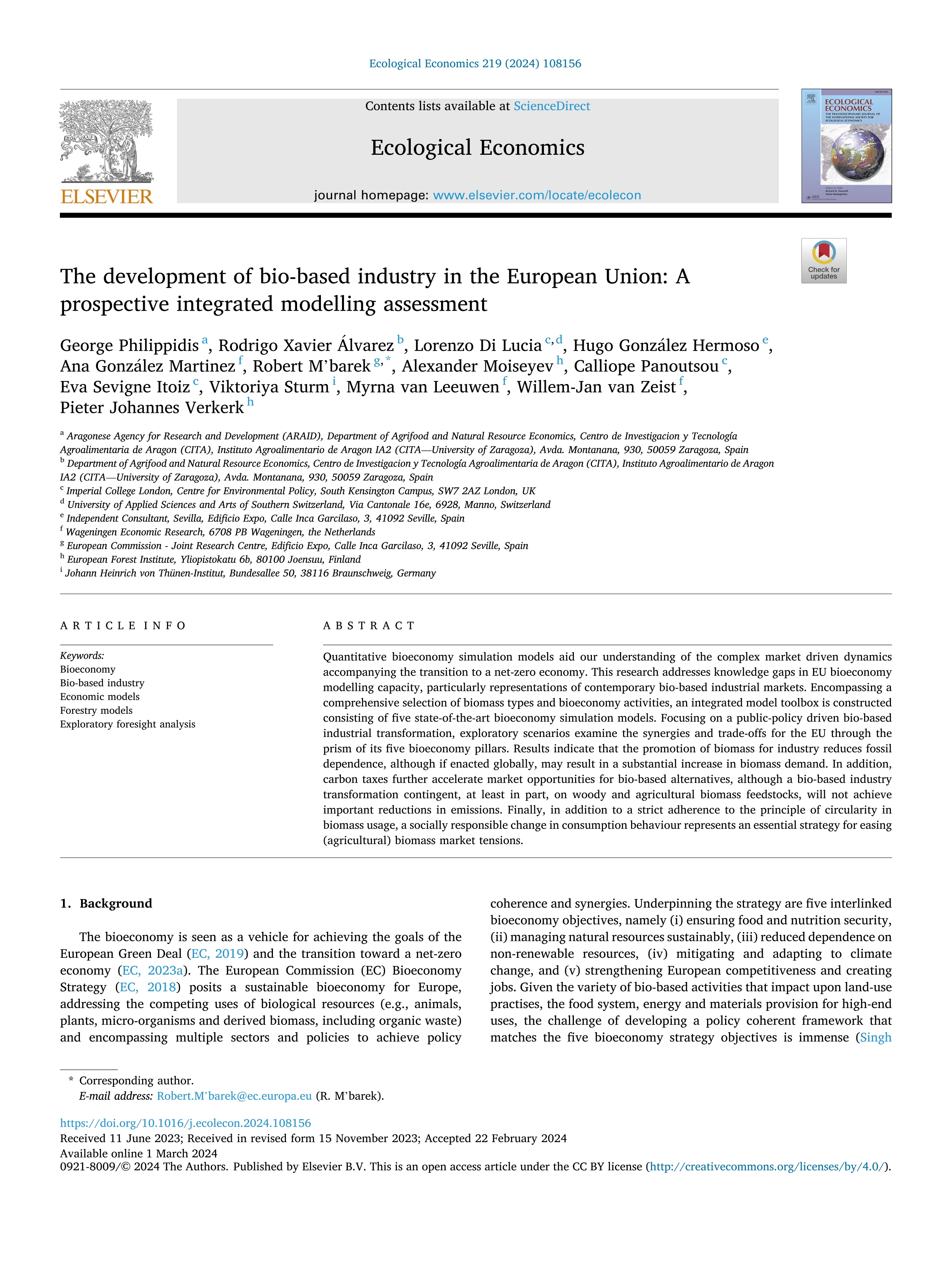 The development of bio-based industry in the European Union: A prospective integrated modelling assessment