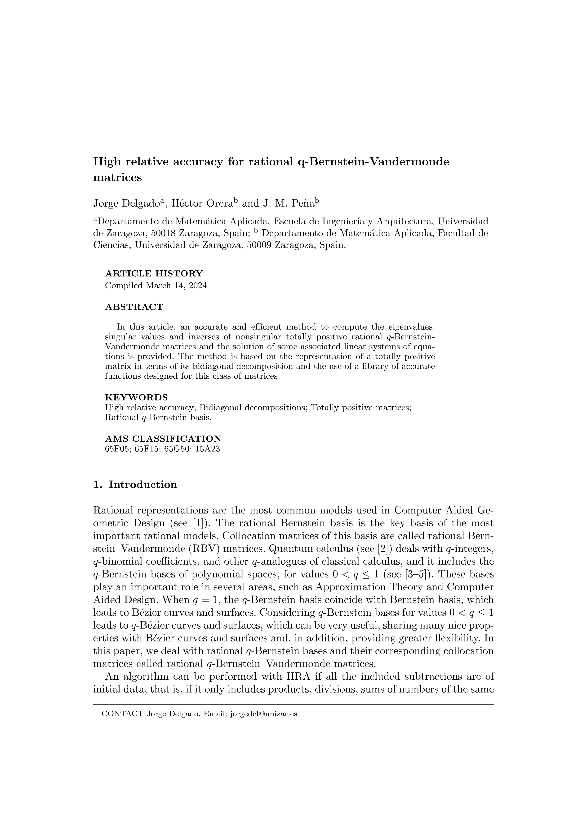 High relative accuracy for rational q-Bernstein–Vandermonde matrices