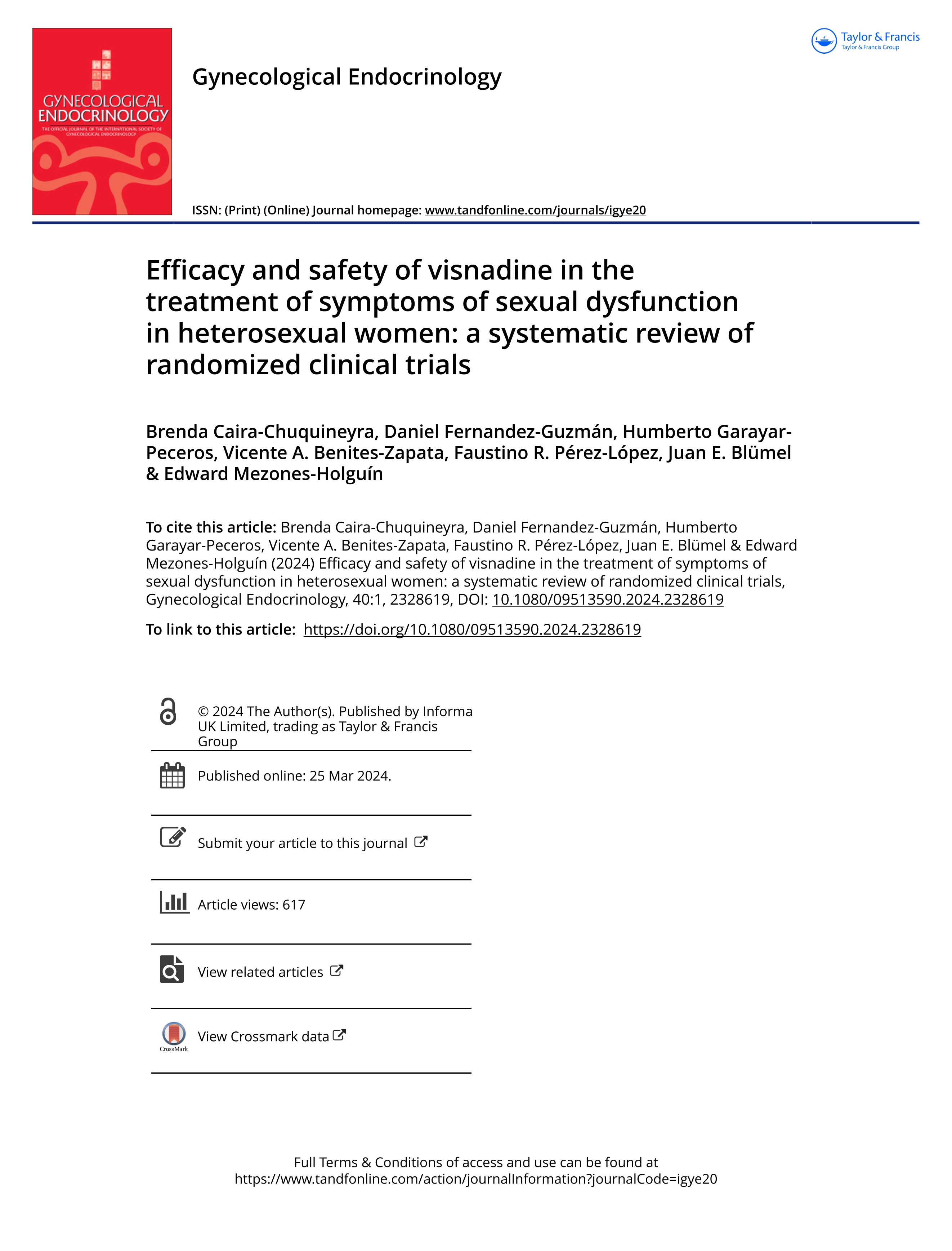 Efficacy and safety of visnadine in the treatment of symptoms of sexual dysfunction in heterosexual women: a systematic review of randomized clinical trials