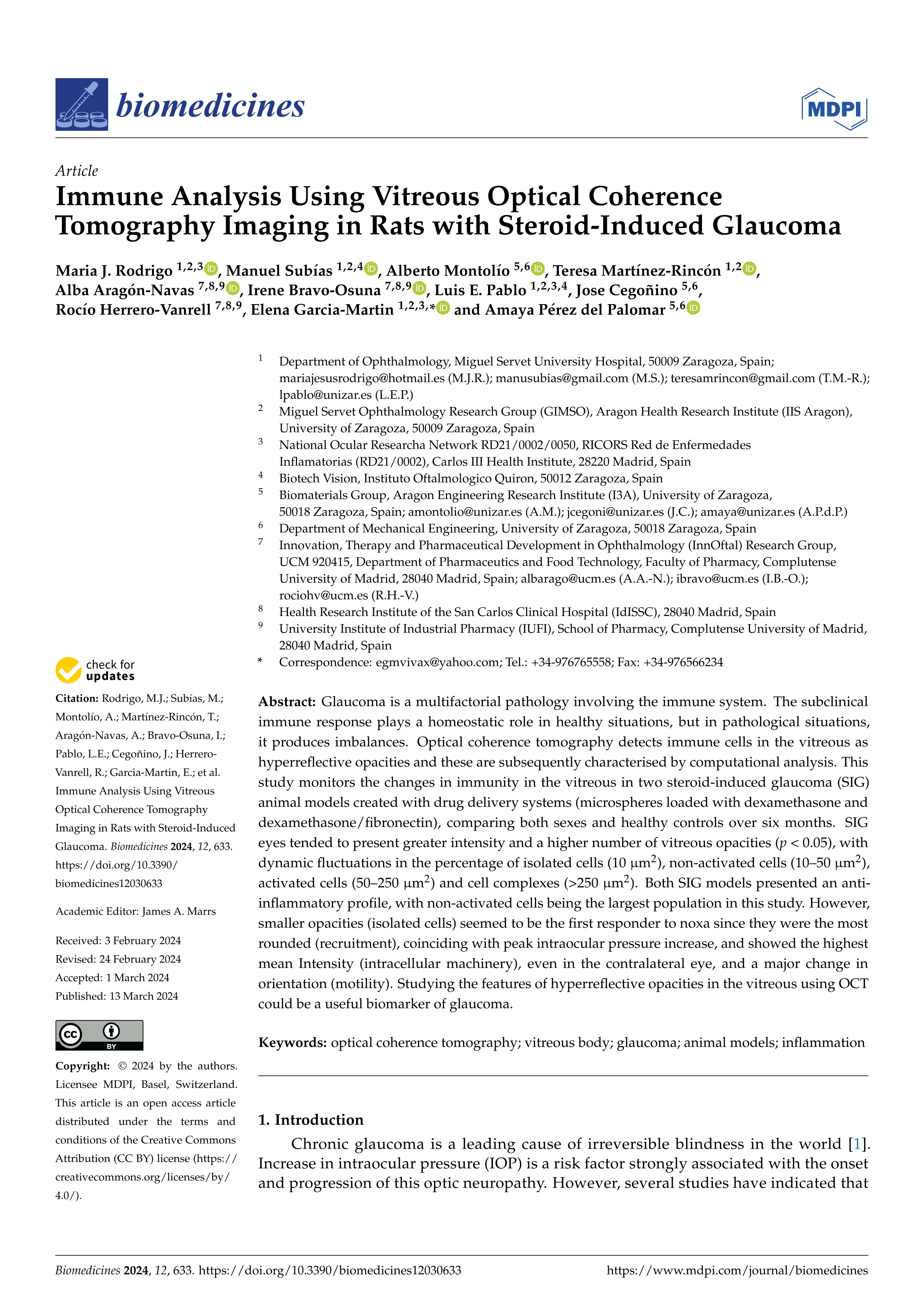 Immune Analysis Using Vitreous Optical Coherence Tomography Imaging in Rats with Steroid-Induced Glaucoma