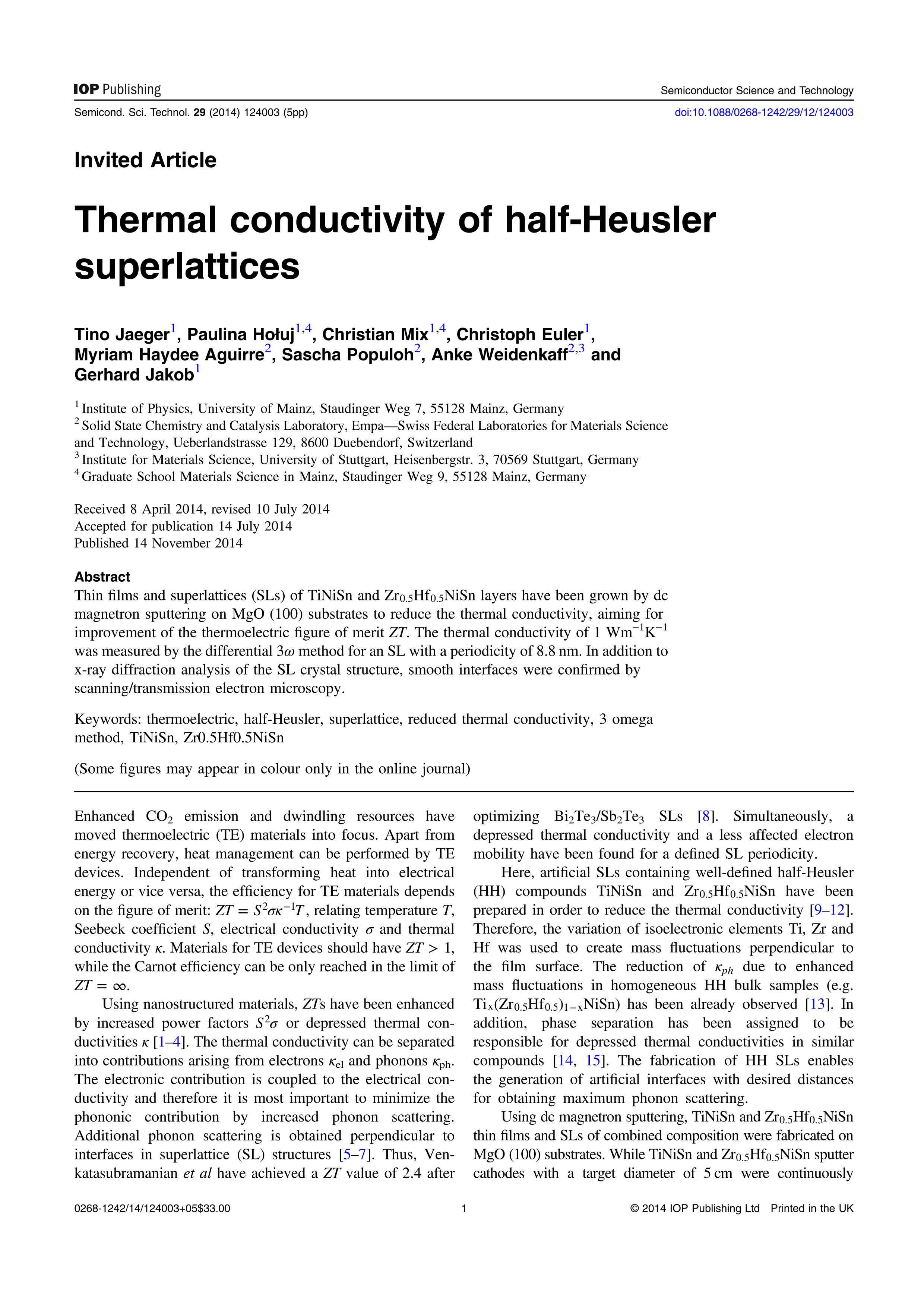 Thermal conductivity of half-Heusler superlattices