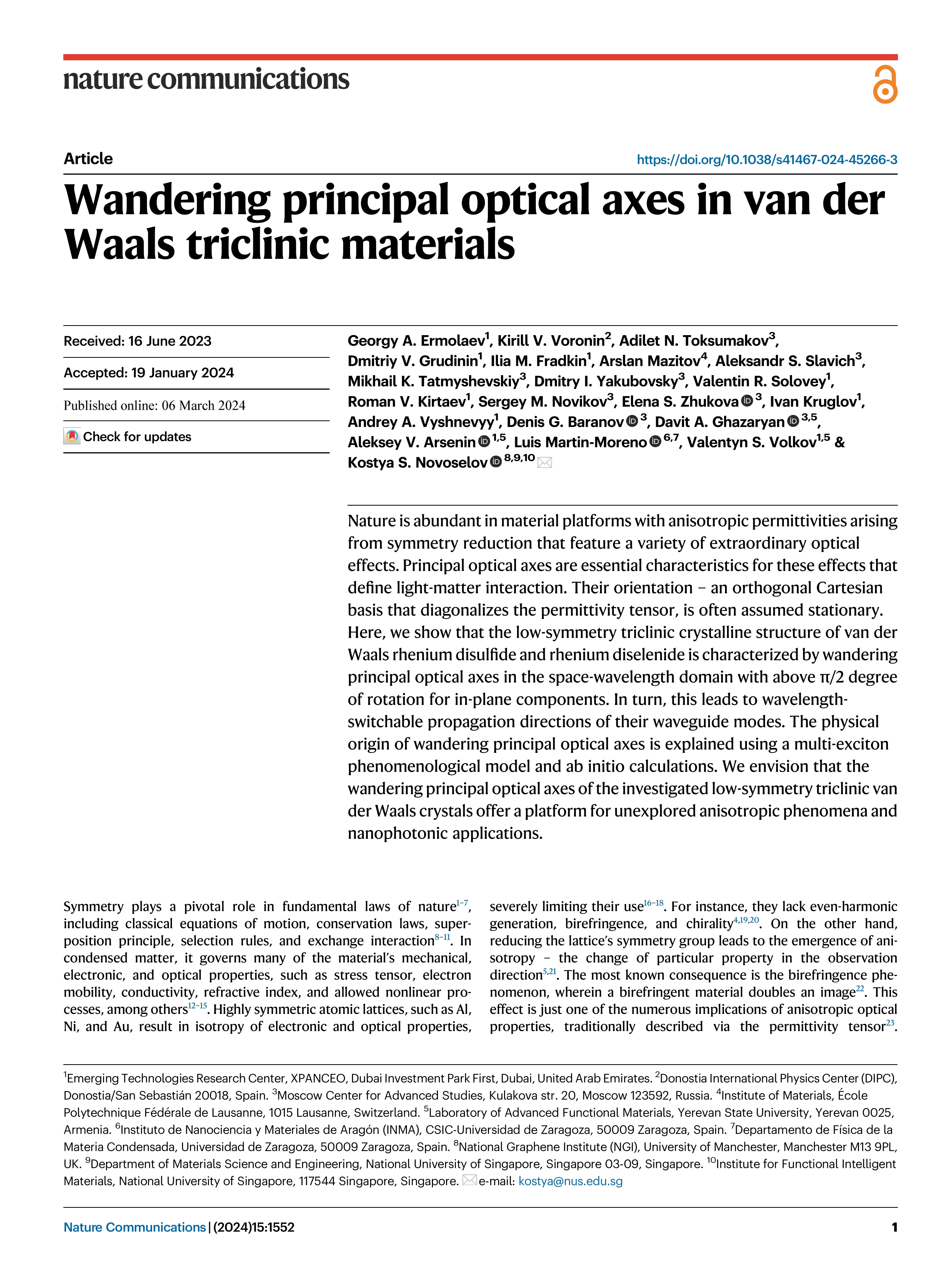 Wandering principal optical axes in van der Waals triclinic materials