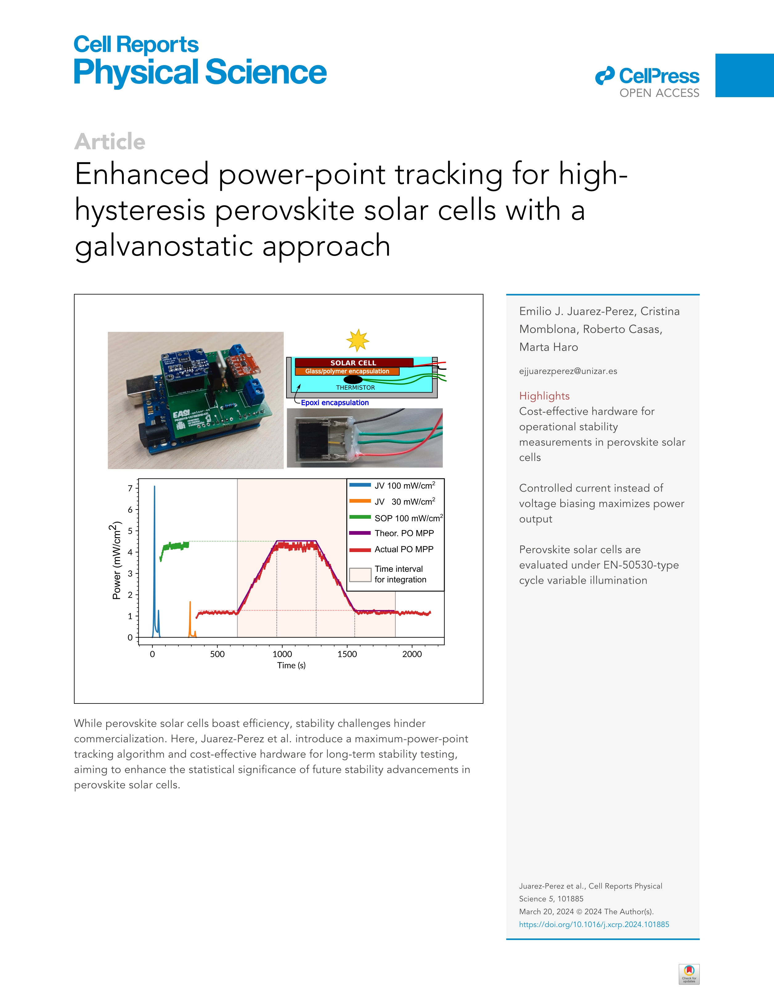 Enhanced power-point tracking for high-hysteresis perovskite solar cells with a galvanostatic approach