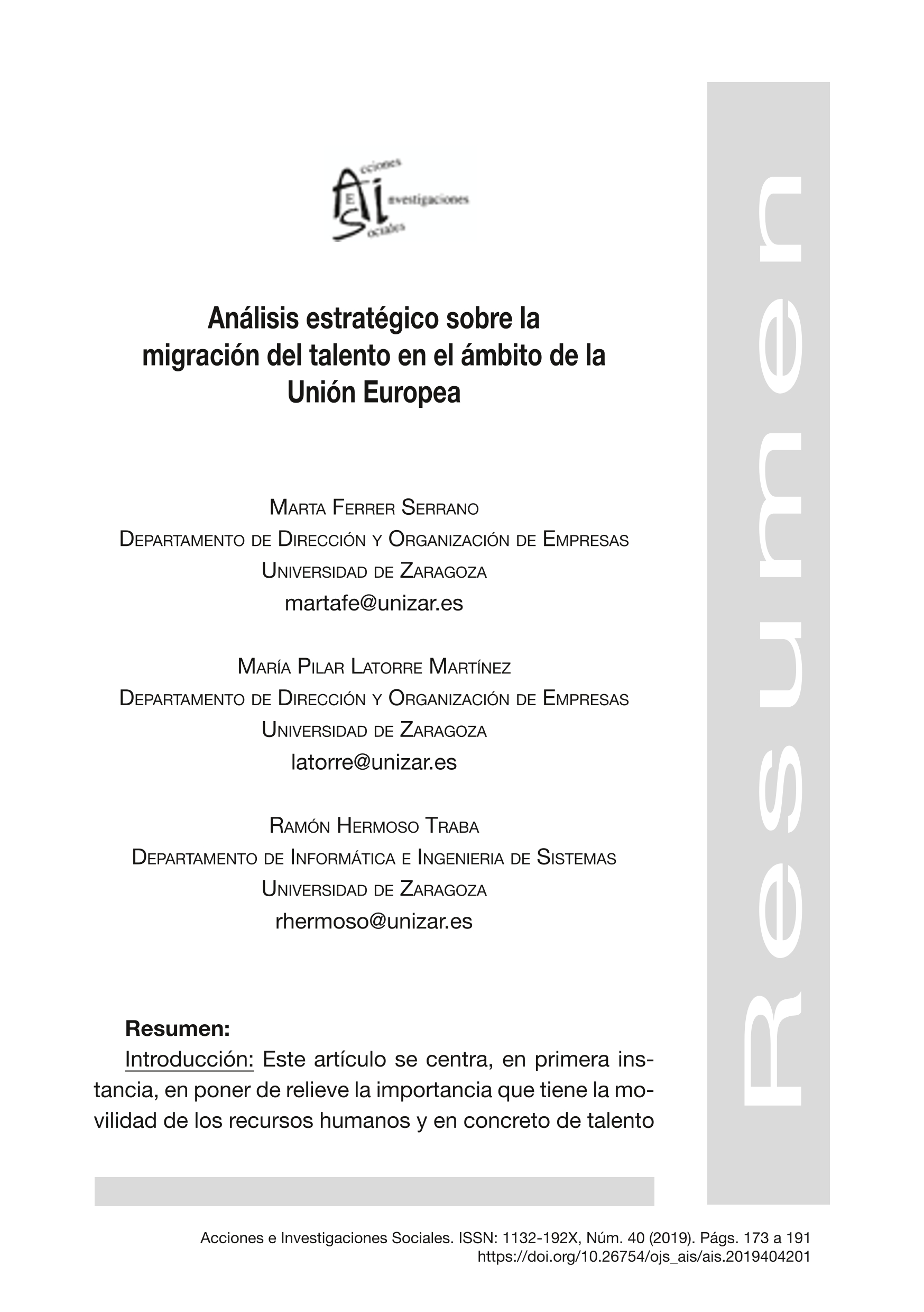 Análisis estratégico sobre la migración del talento en el ámbito de la Unión Europea