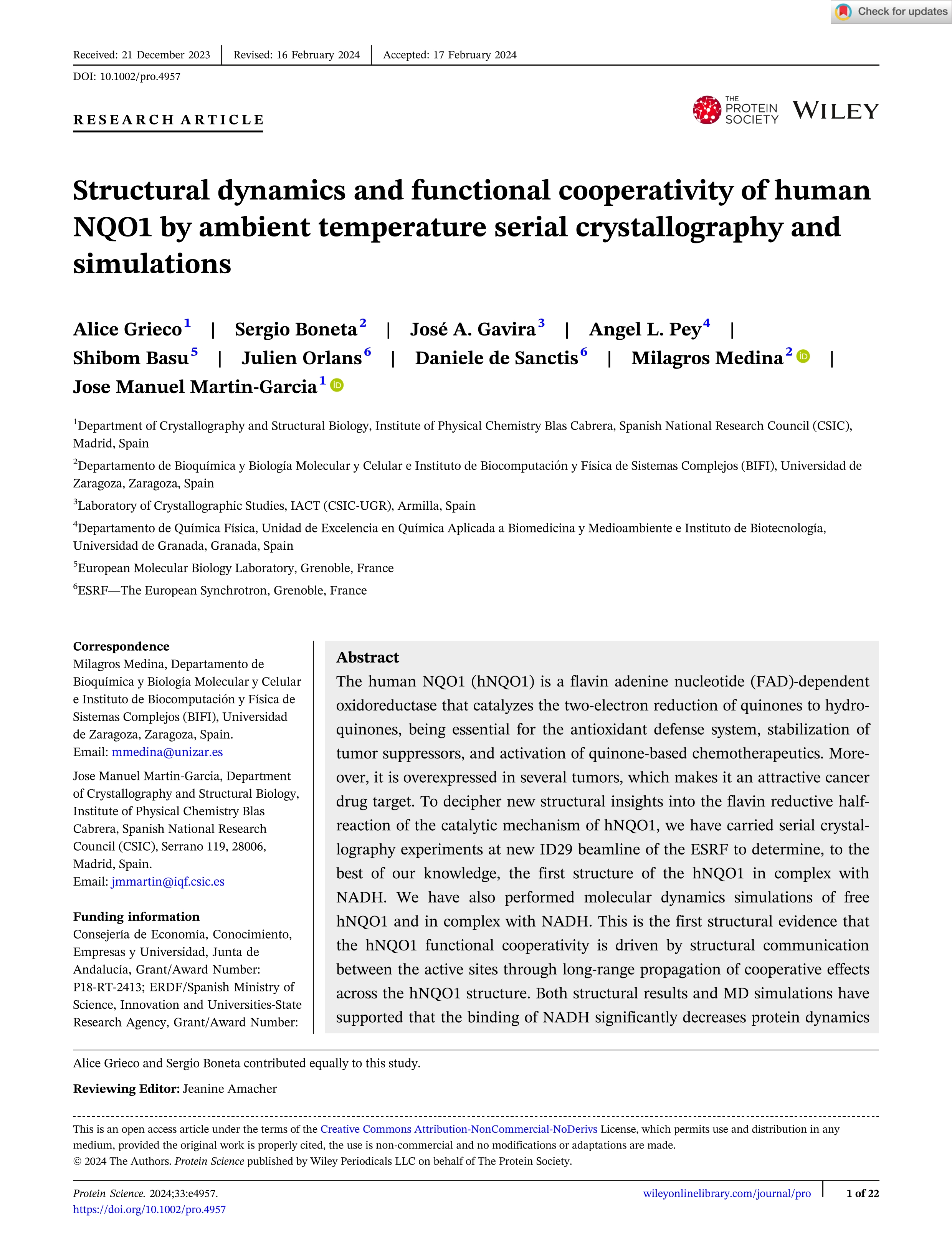 Structural dynamics and functional cooperativity of human <scp>NQO1</scp> by ambient temperature serial crystallography and simulations