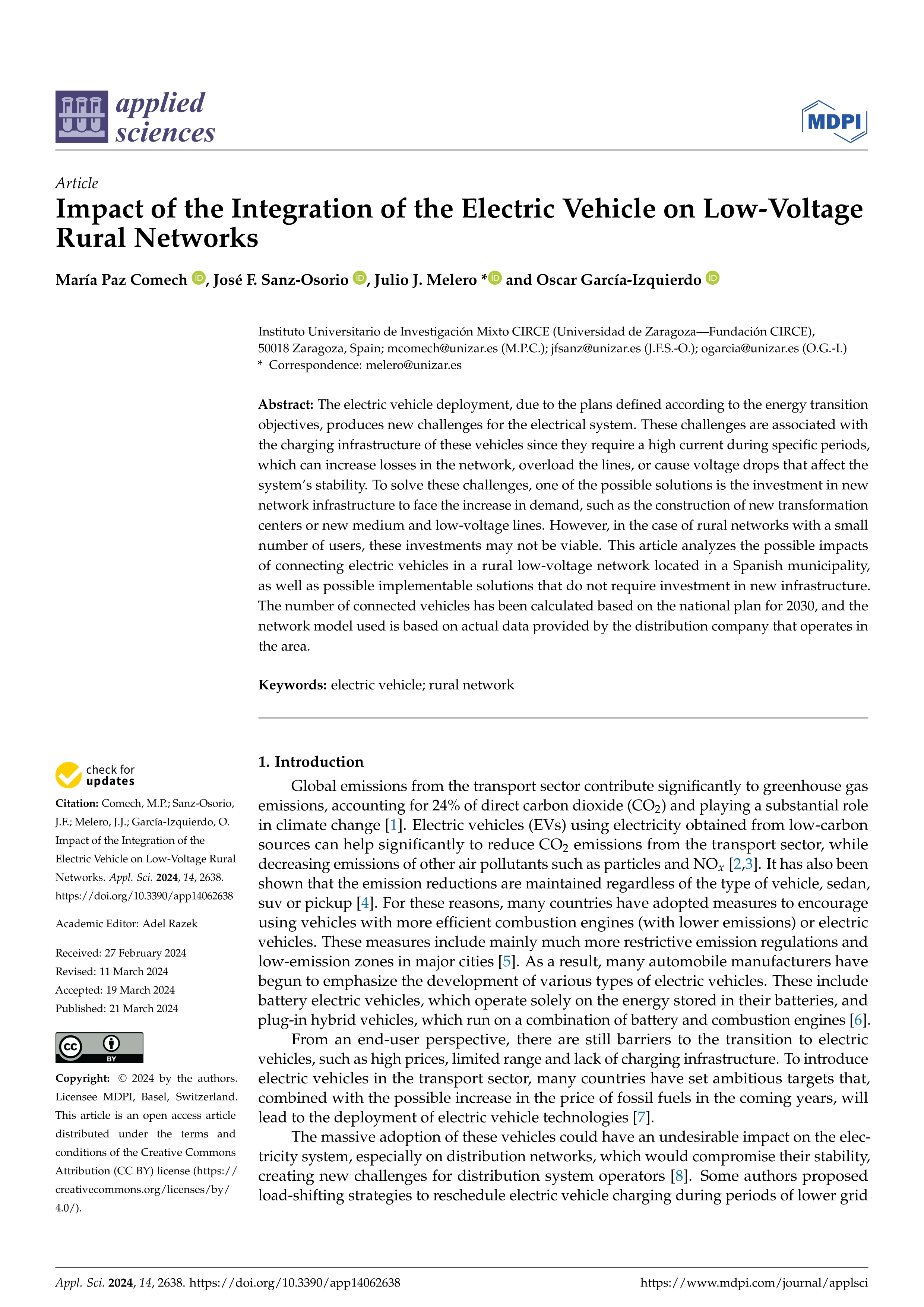 Impact of the Integration of the Electric Vehicle on Low-Voltage Rural Networks