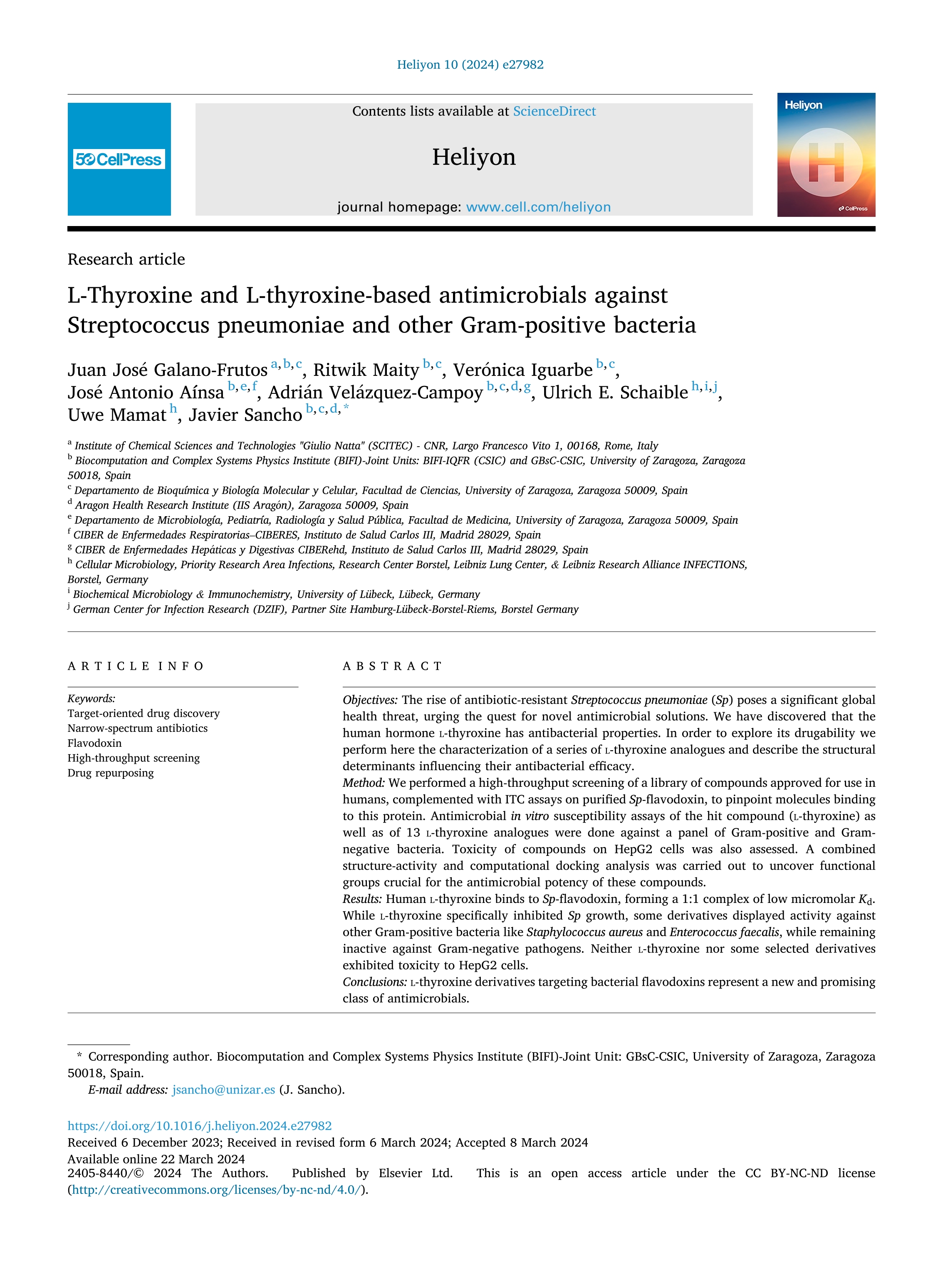 L-Thyroxine and L-thyroxine-based antimicrobials against Streptococcus pneumoniae and other Gram-positive bacteria