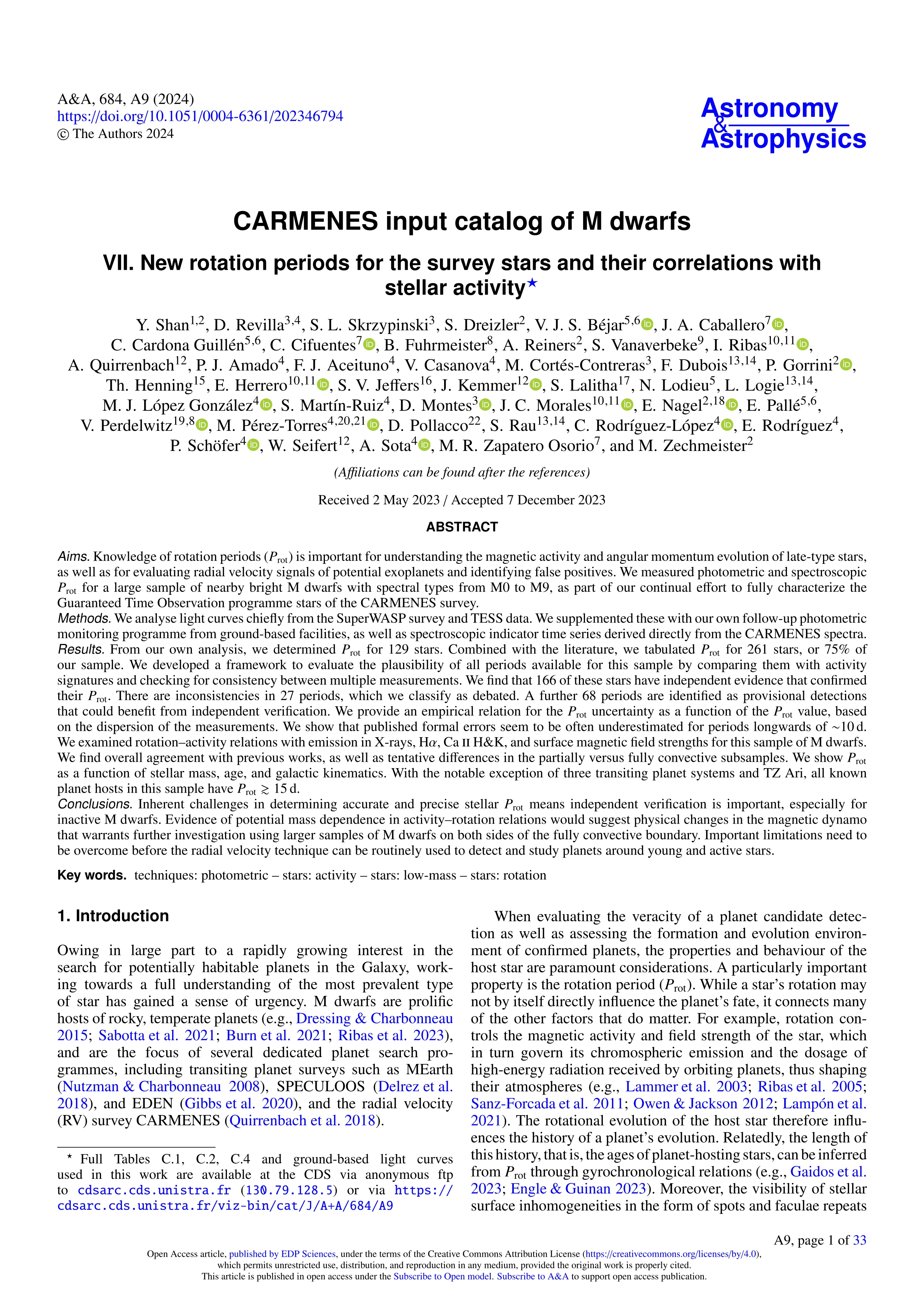 CARMENES input catalog of M dwarfs