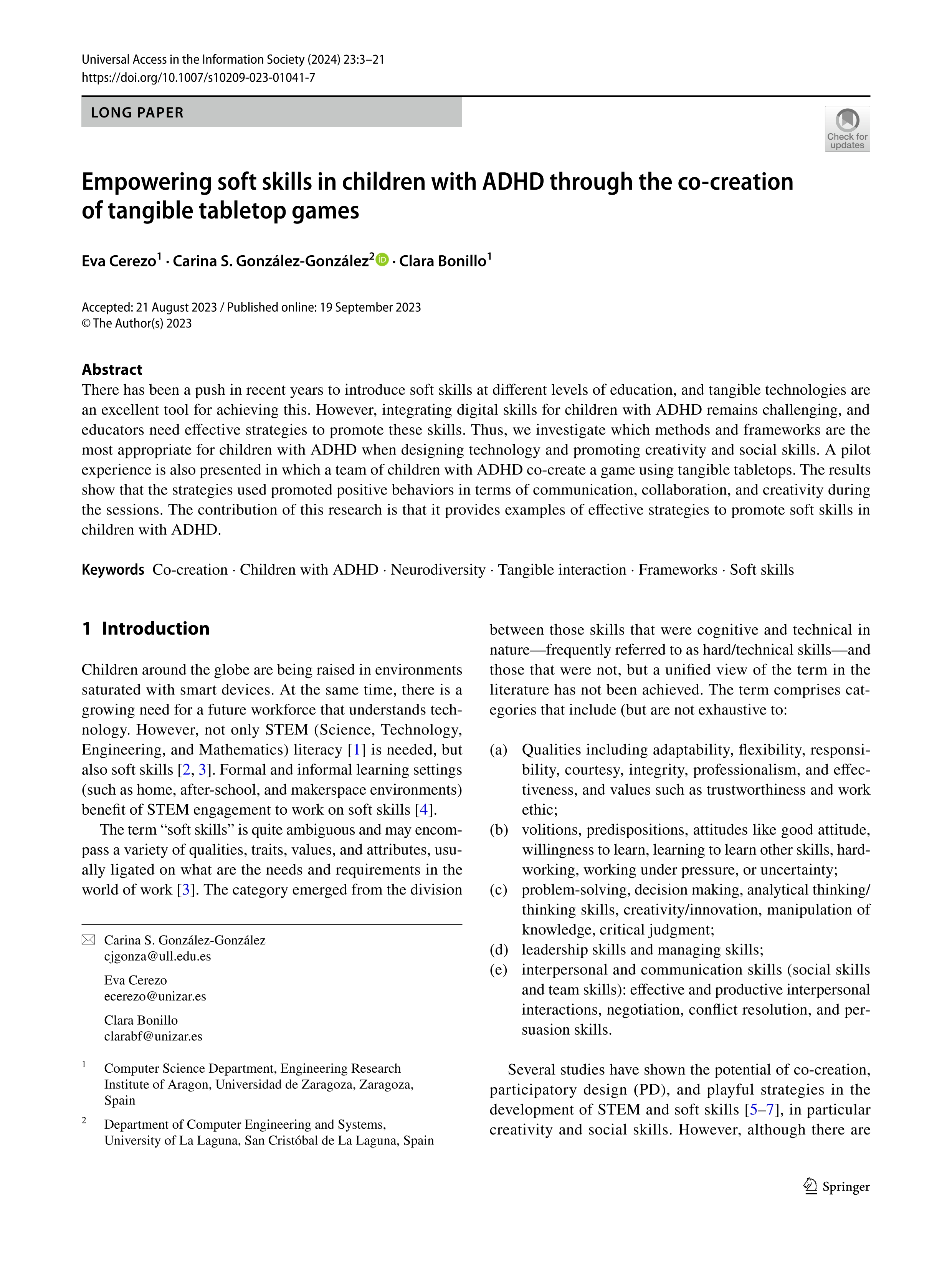 Empowering soft skills in children with ADHD through the co-creation of tangible tabletop games