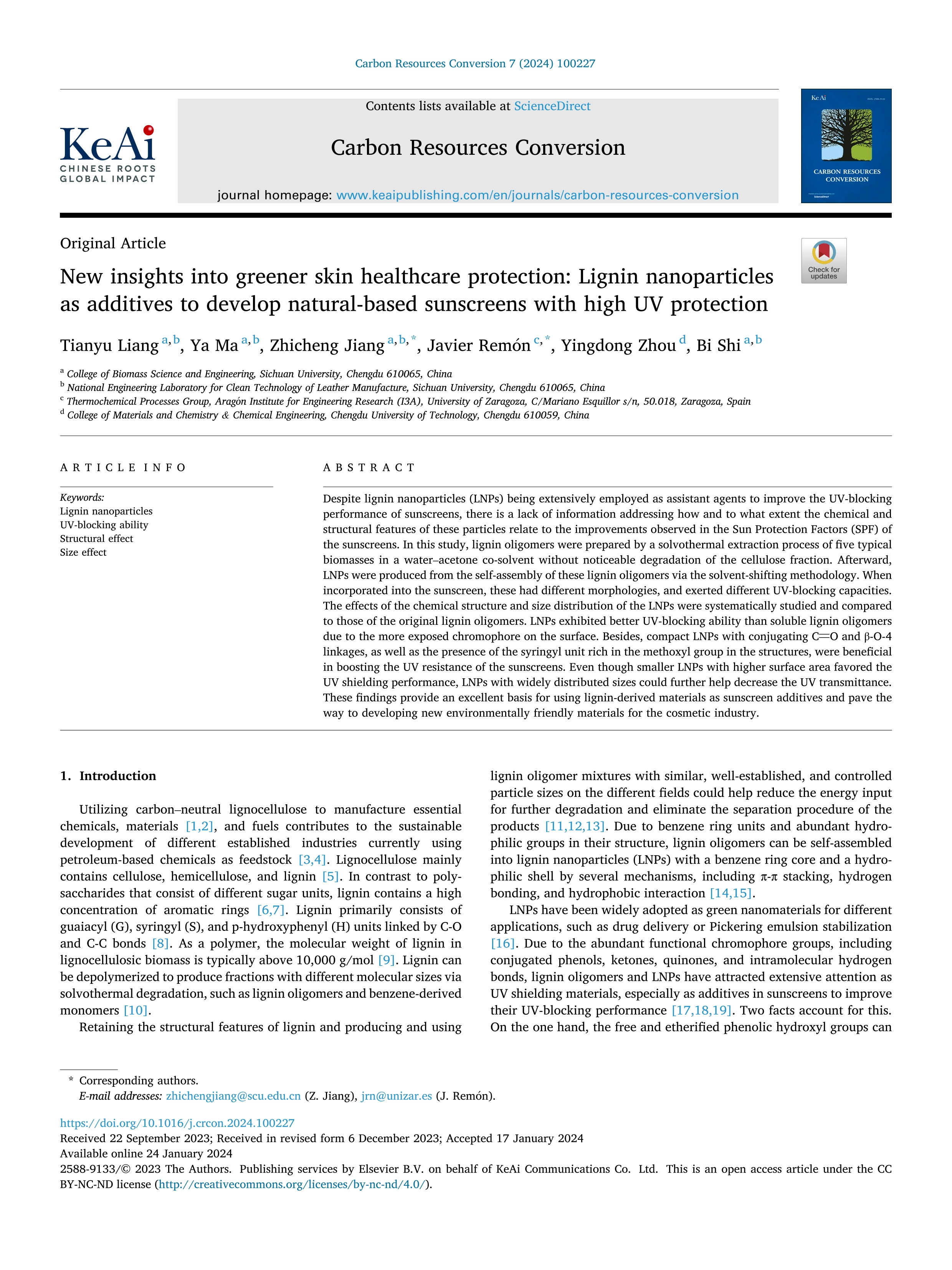 New insights into greener skin healthcare protection: Lignin nanoparticles as additives to develop natural-based sunscreens with high UV protection