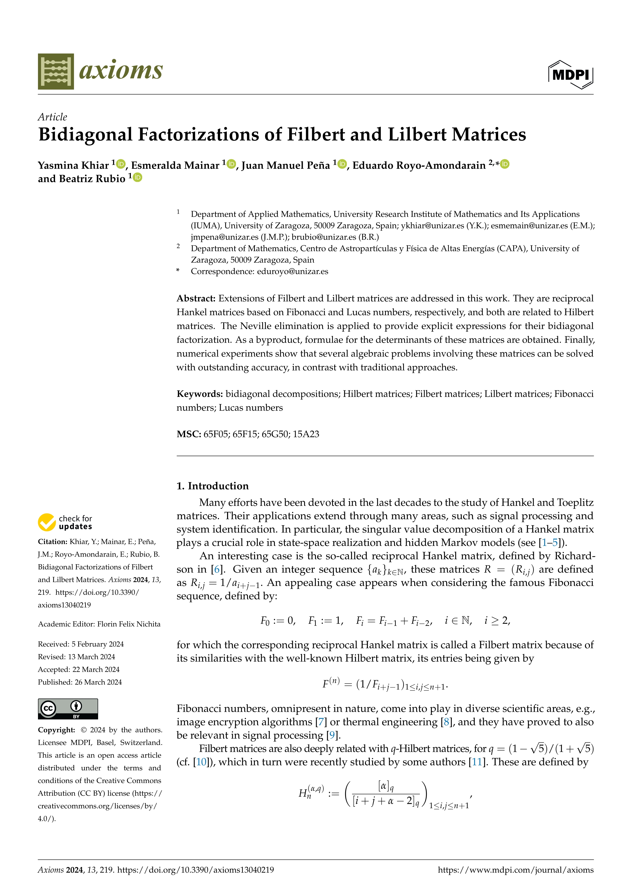Bidiagonal Factorizations of Filbert and Lilbert Matrices