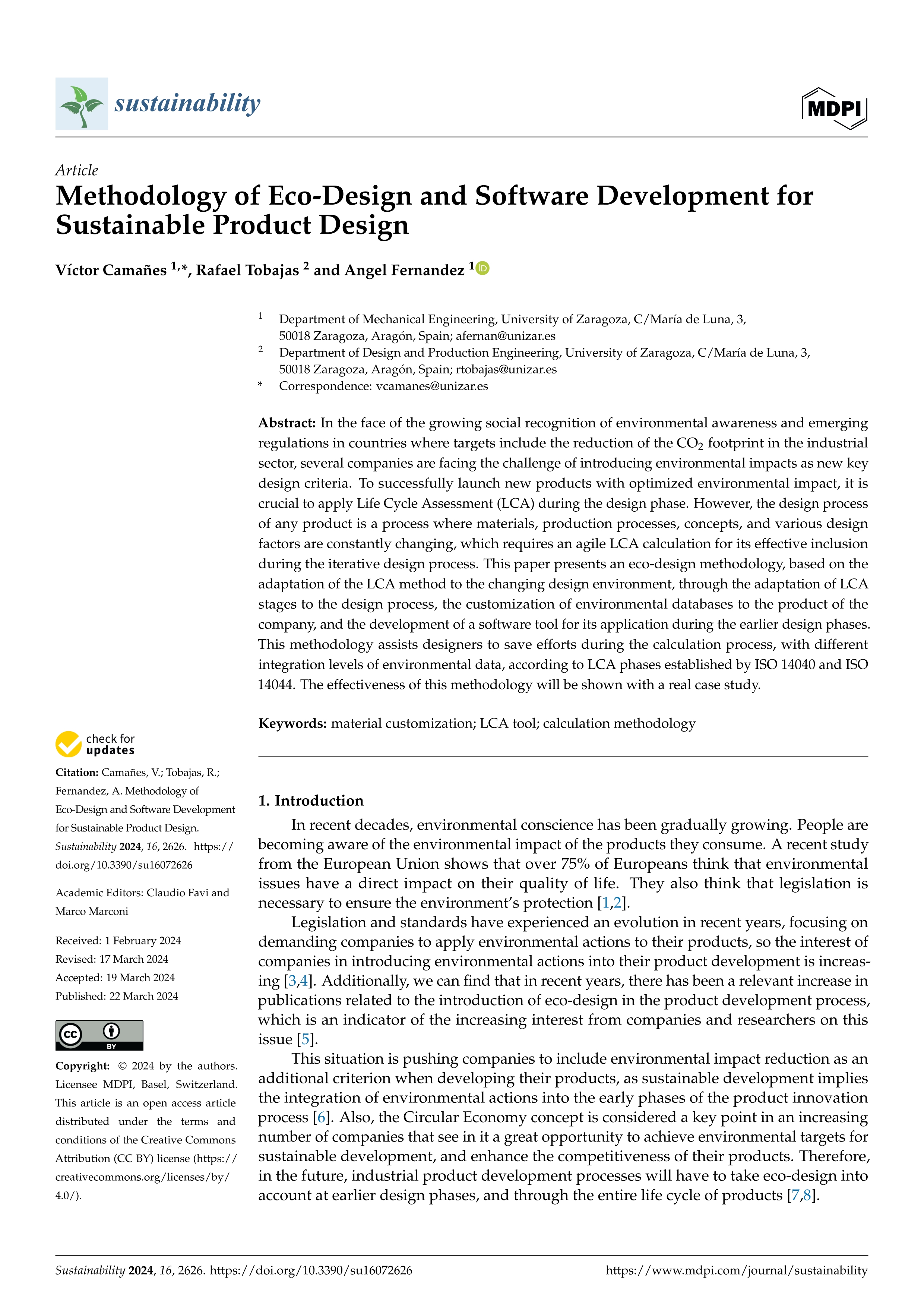 Methodology of Eco-Design and Software Development for Sustainable Product Design