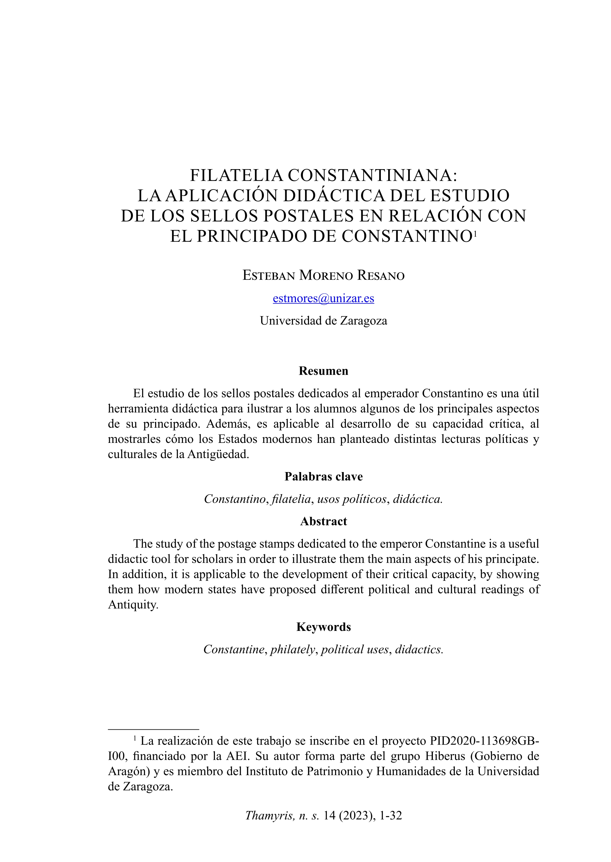 Filatelia constantiniana: la aplicación didáctica del estudio de los sellos postales en relación con el principado de Constantino