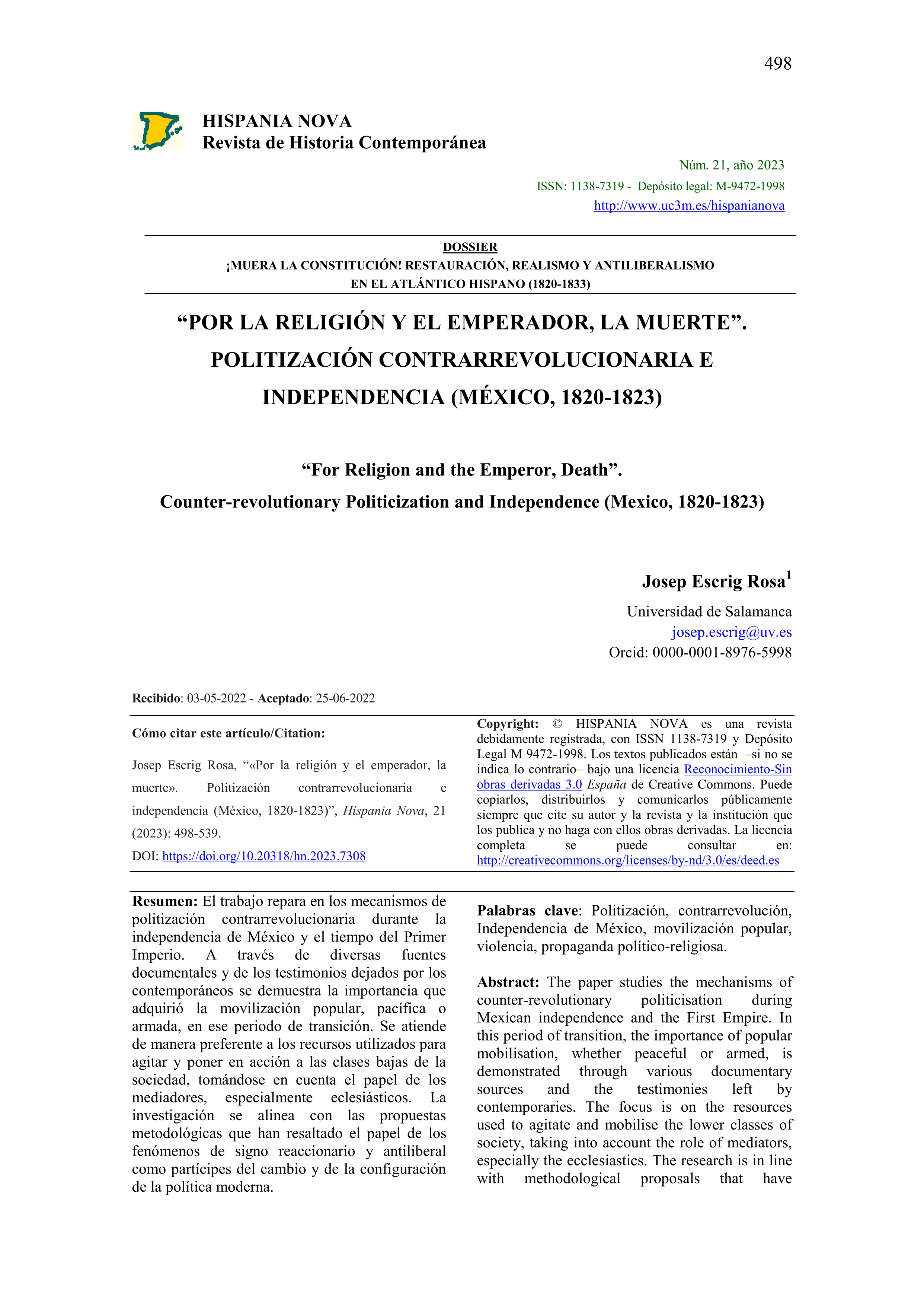 “Por la religión y el emperador, la muerte”