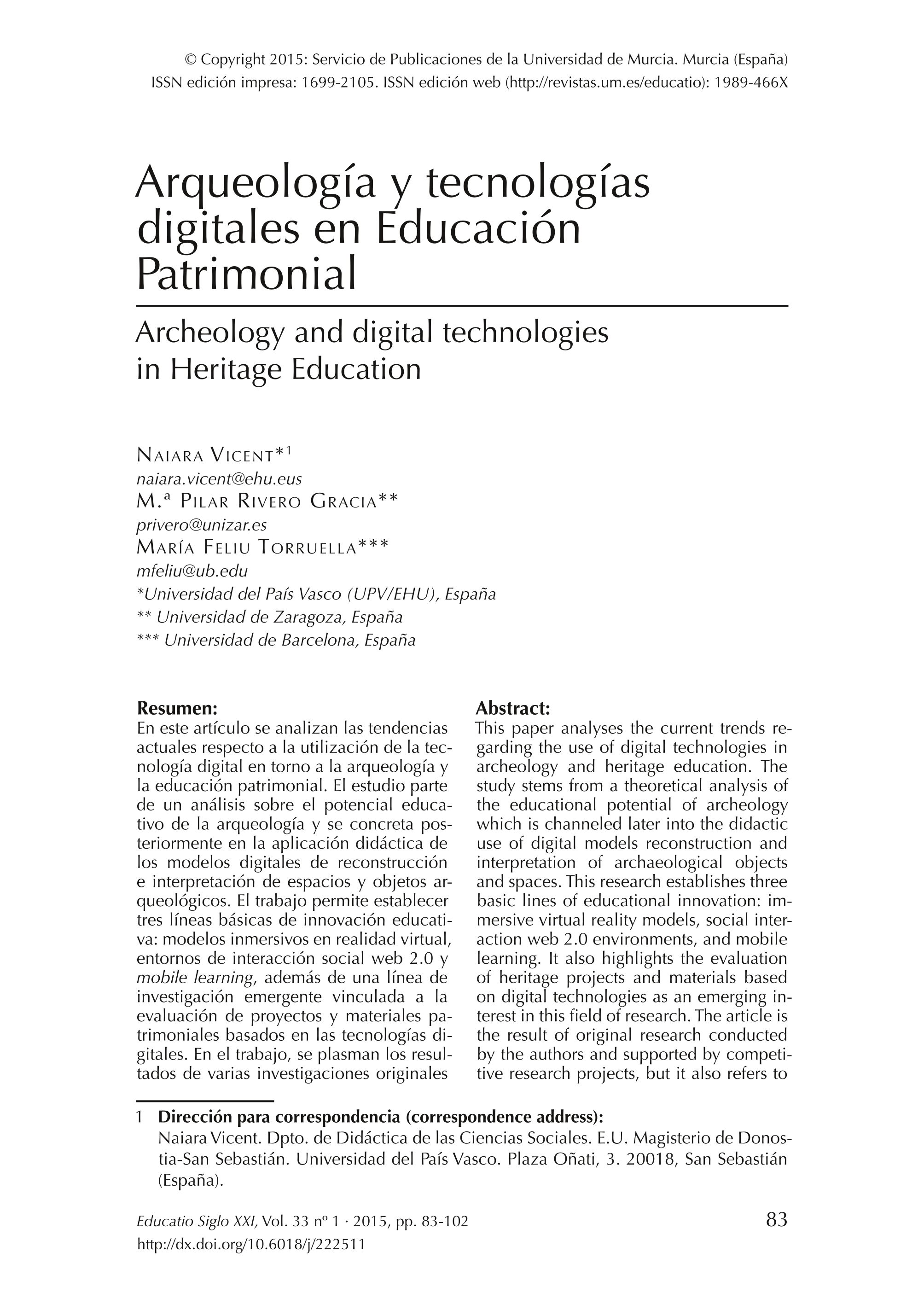 Arqueología y tecnologías digitales en Educación Patrimonial
