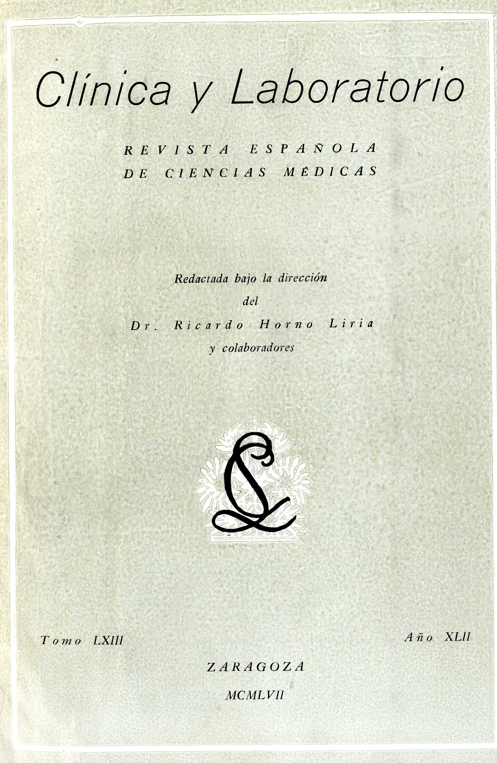 Clínica y laboratorio, 3ª época, v. 63-64, 63-64 (1957)