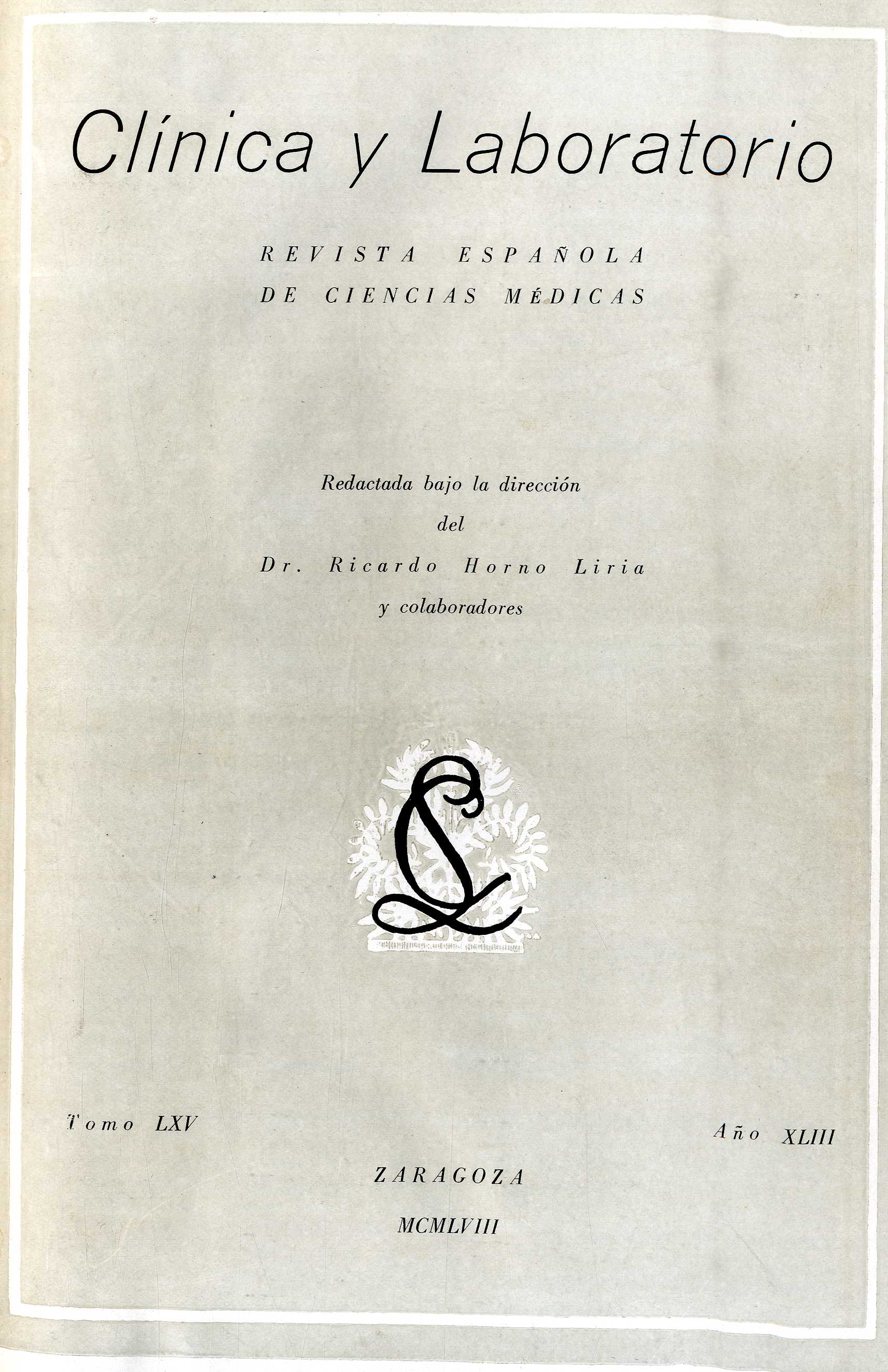 Clínica y laboratorio, 3ª época, v. 65-66, 65-66 (1958)