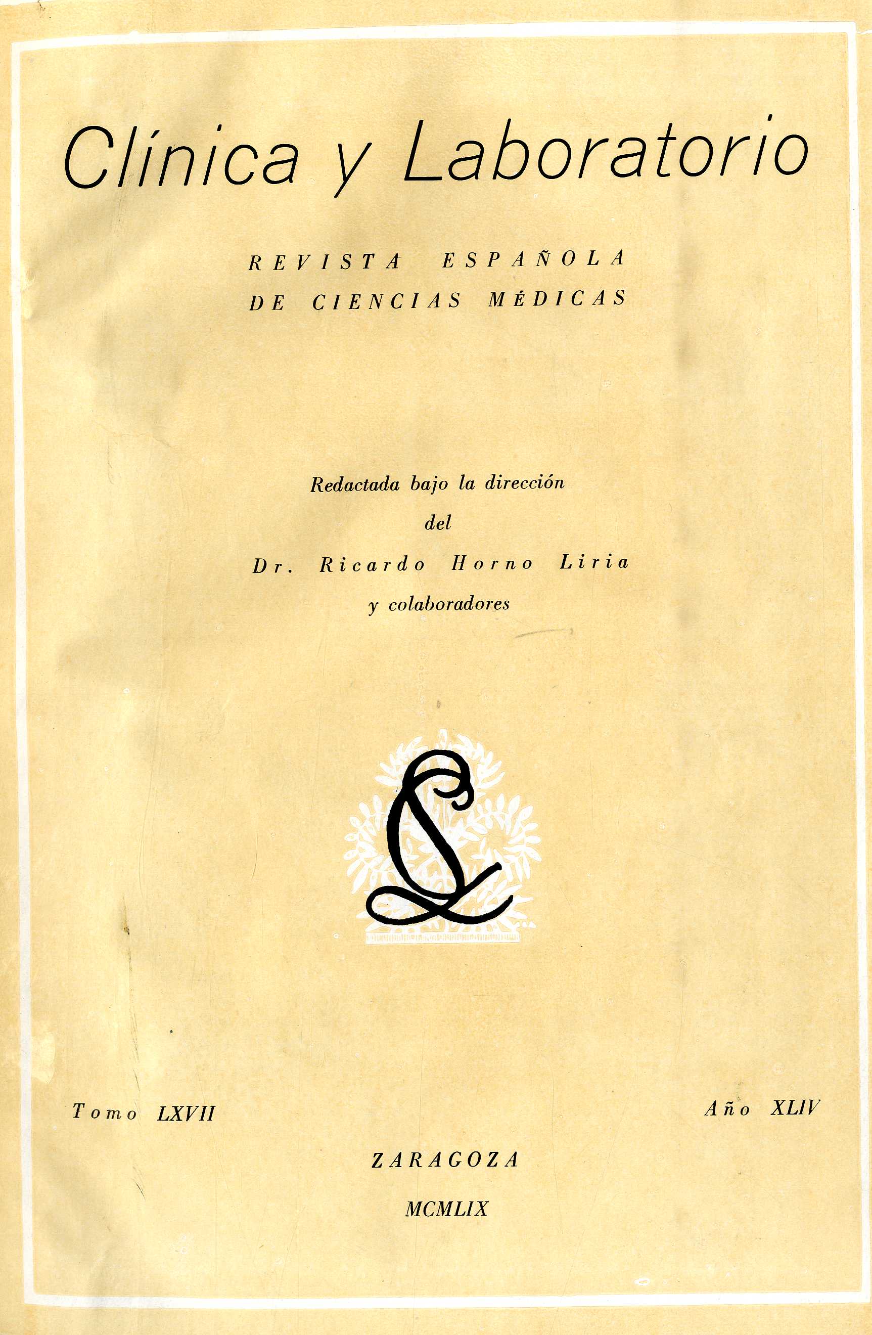 Clínica y laboratorio, 3ª época, v. 67-68, 67-68 (1959)