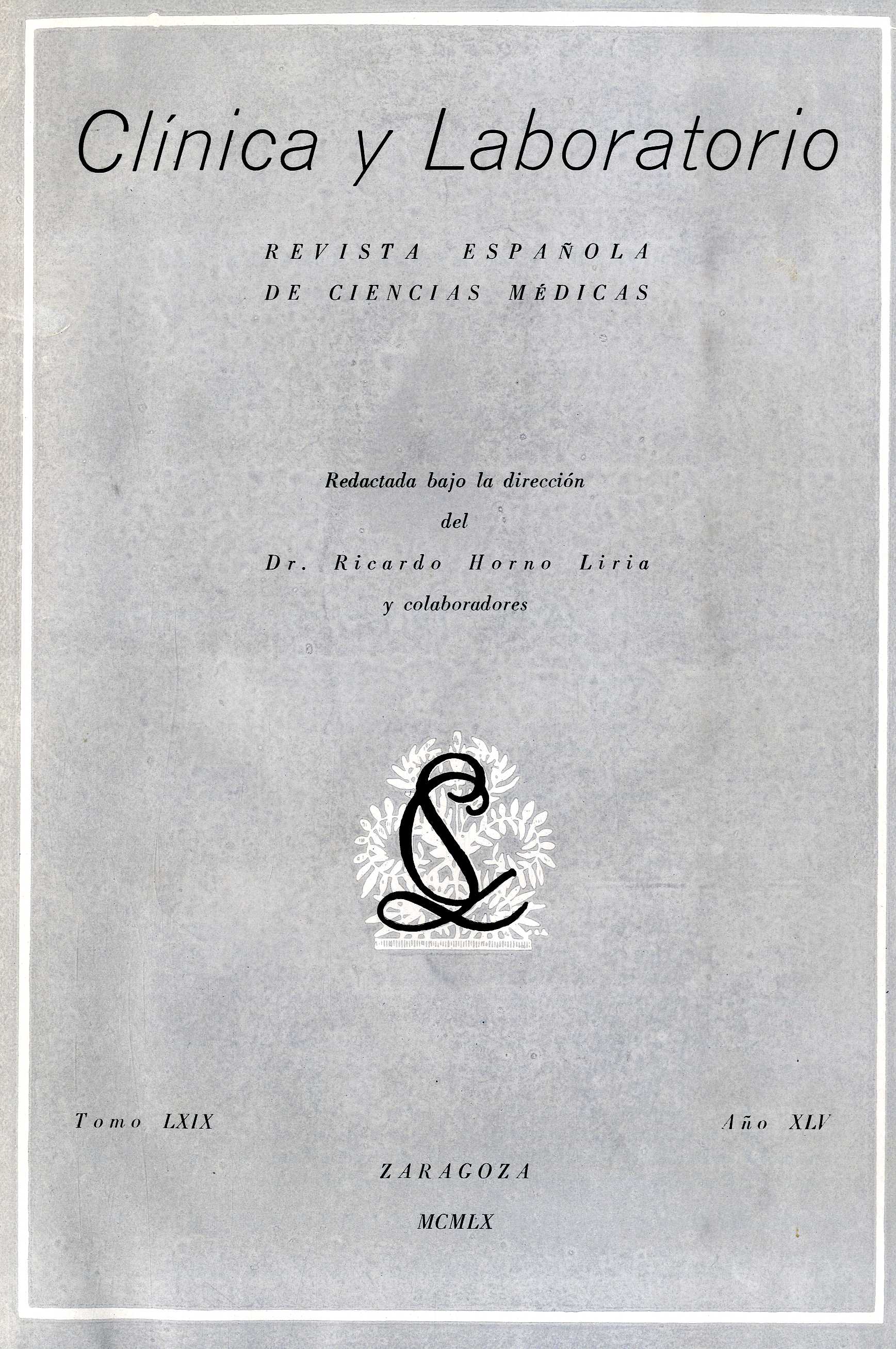 Clínica y laboratorio, 3ª época, v. 69-70, 69-70 (1960)