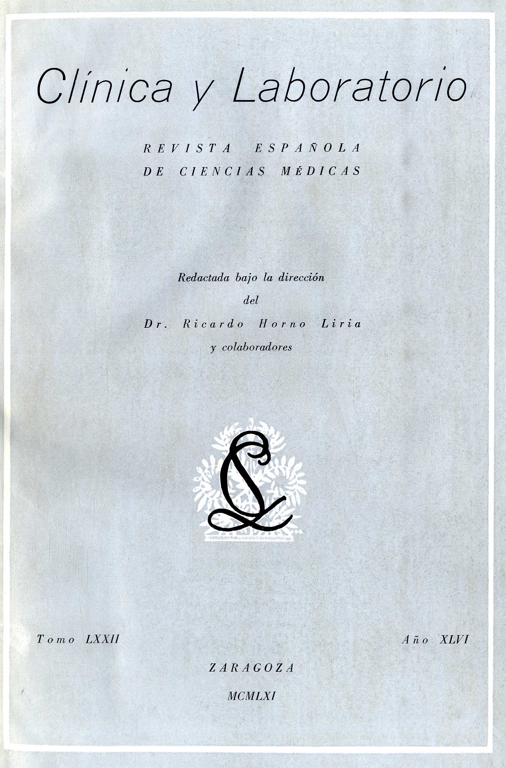 Clínica y laboratorio, 3ª época, v. 71-72, 71-72 (1961)