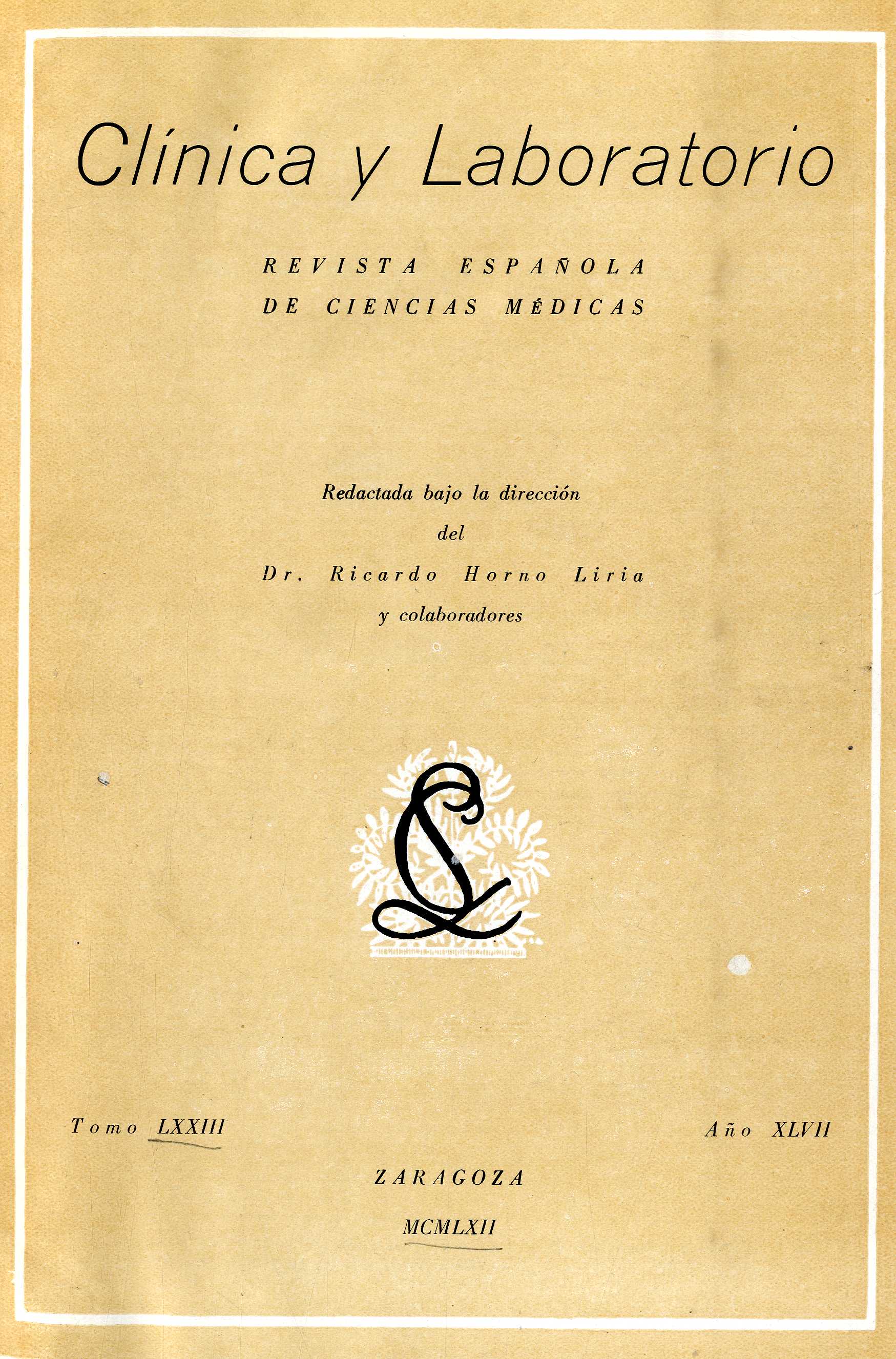 Clínica y laboratorio, 3ª época, v. 73-74, 73-74 (1962)