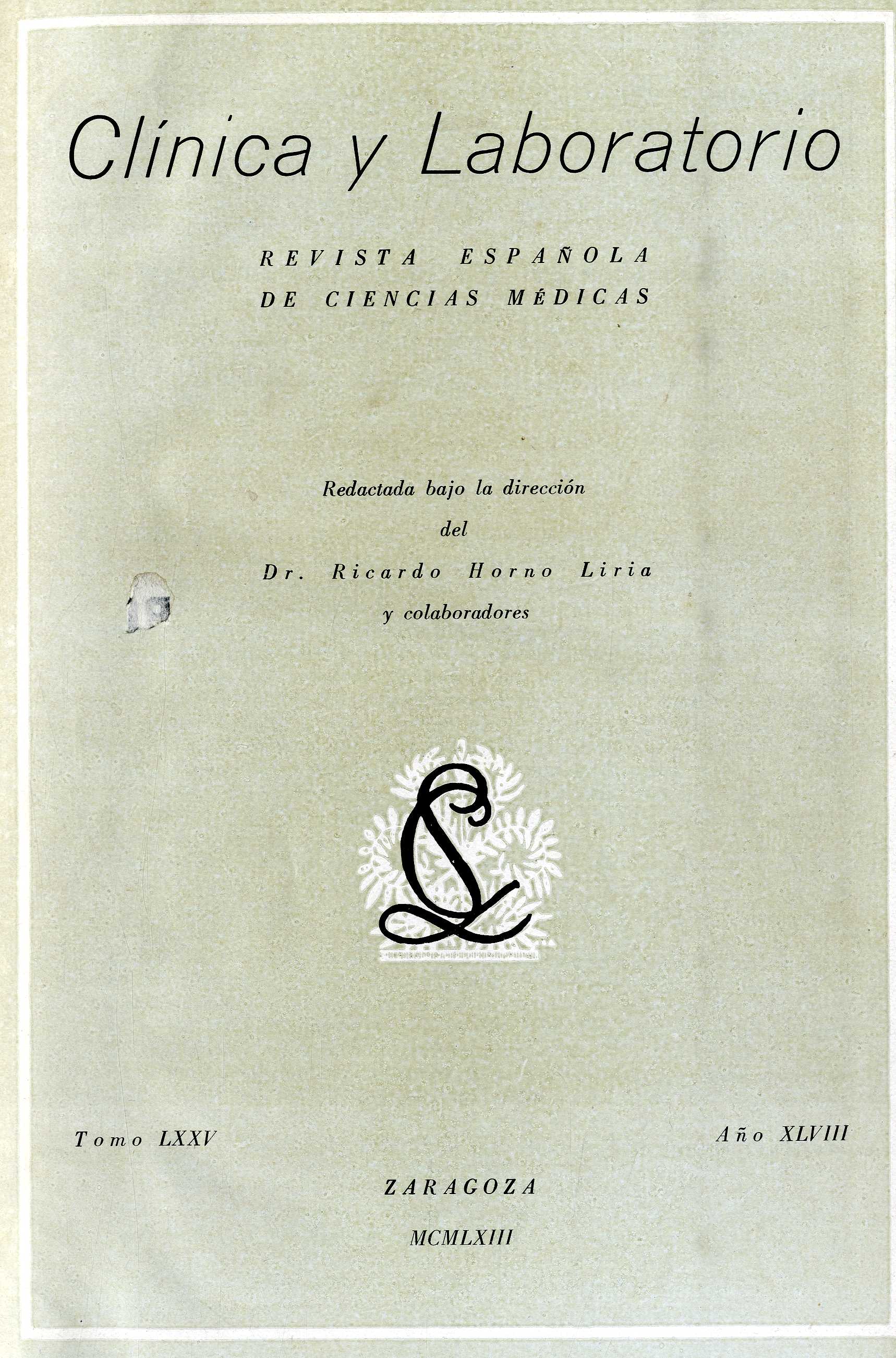 Clínica y laboratorio, 3ª época, v. 75-76, 75-76 (1963)