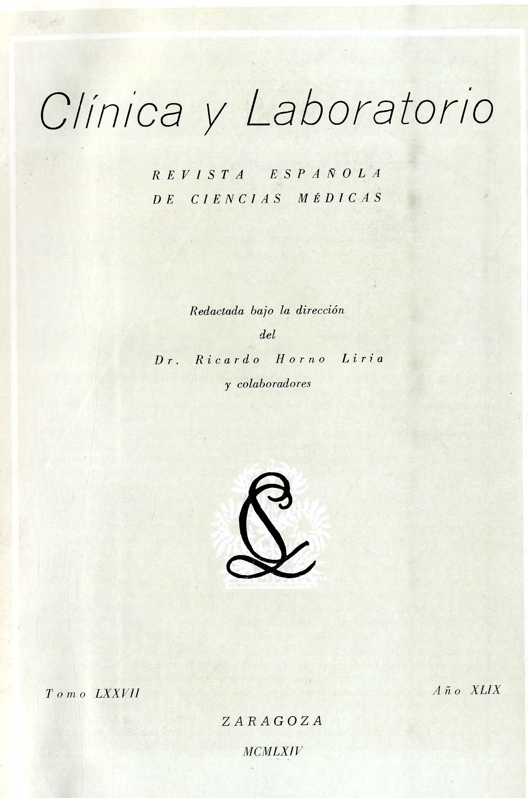 Clínica y laboratorio, 3ª época, v. 77-78, 77-78 (1964)