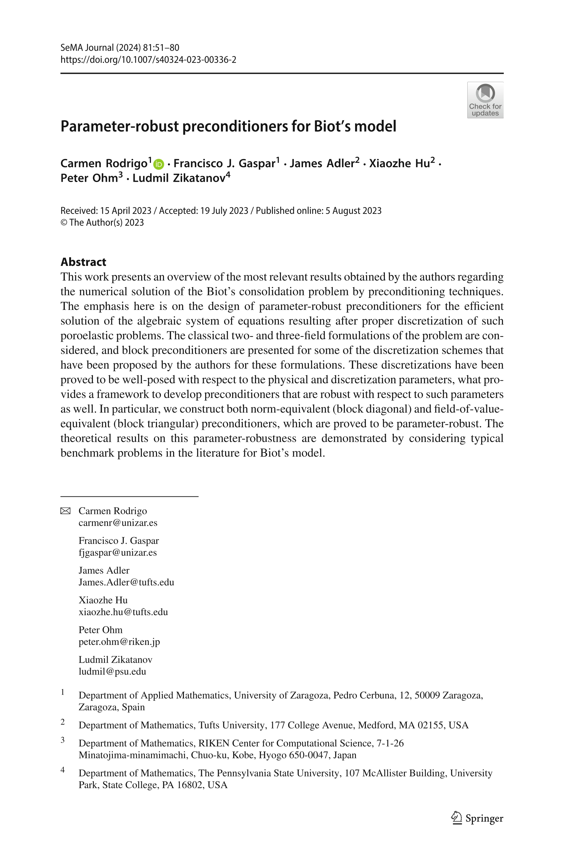 Parameter-robust preconditioners for Biot’s model