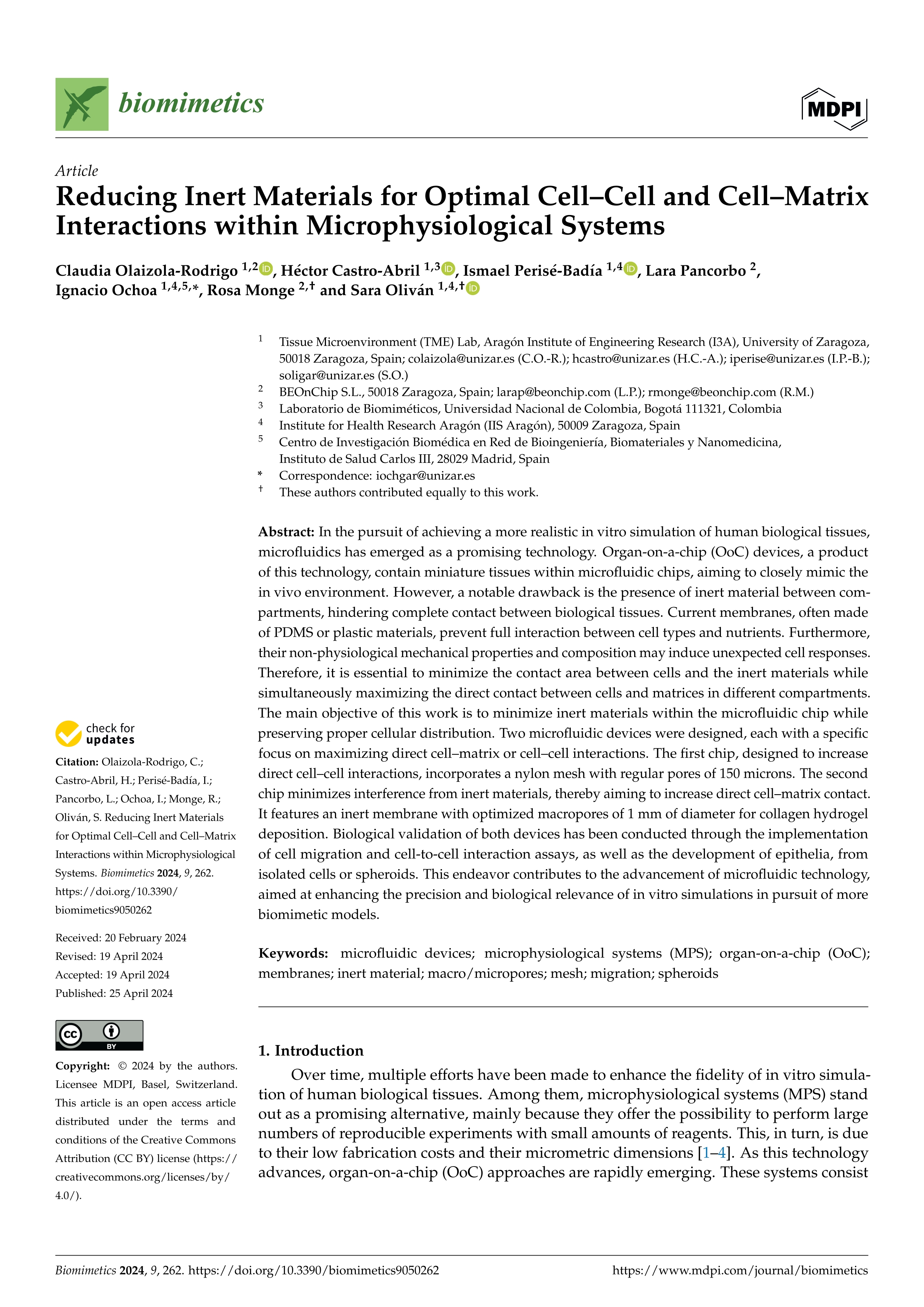 Reducing Inert Materials for Optimal Cell–Cell and Cell–Matrix Interactions within Microphysiological Systems