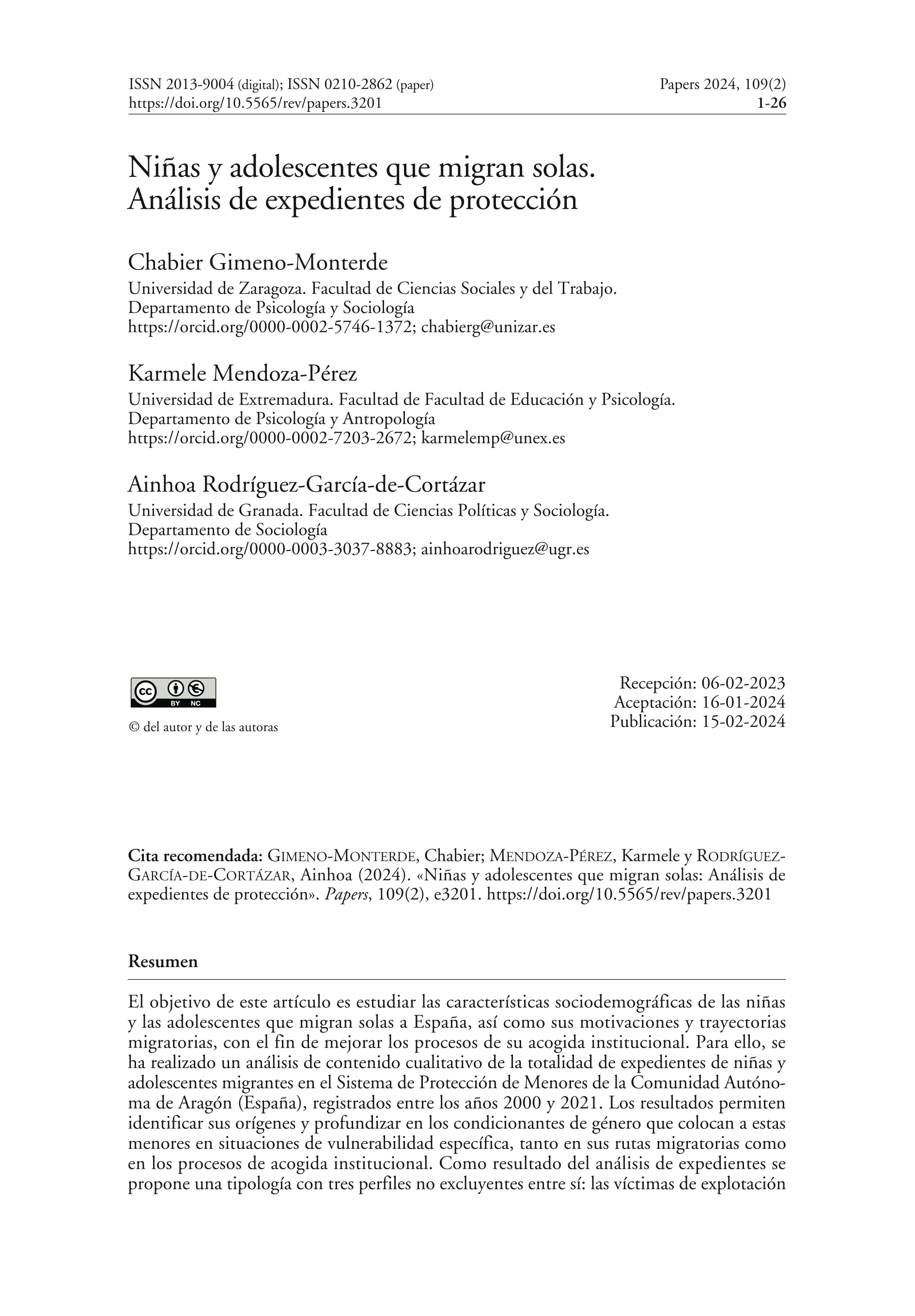Niñas y adolescentes que migran solas. Análisis de expedientes de protección