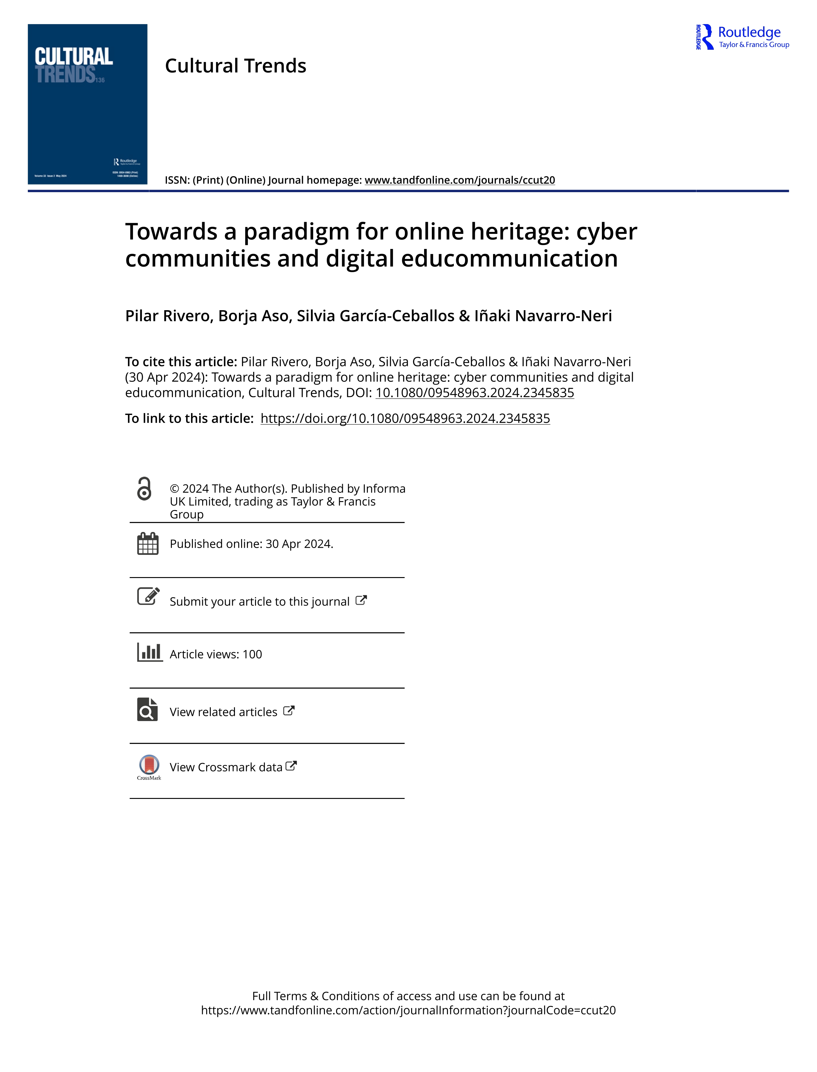 Towards a paradigm for online heritage: cyber communities and digital educommunication