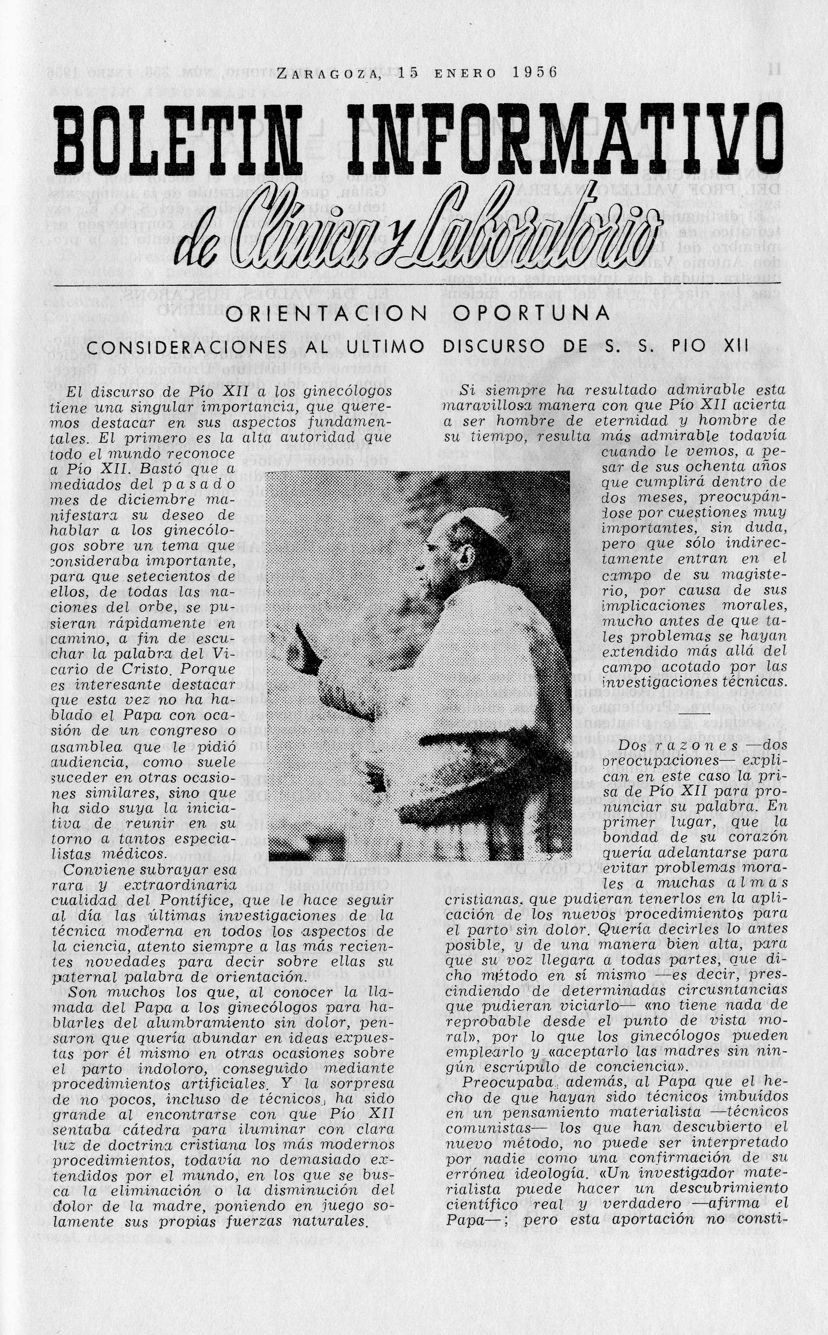Boletín informativo de Clínica y laboratorio, Año 1956,  (1956)