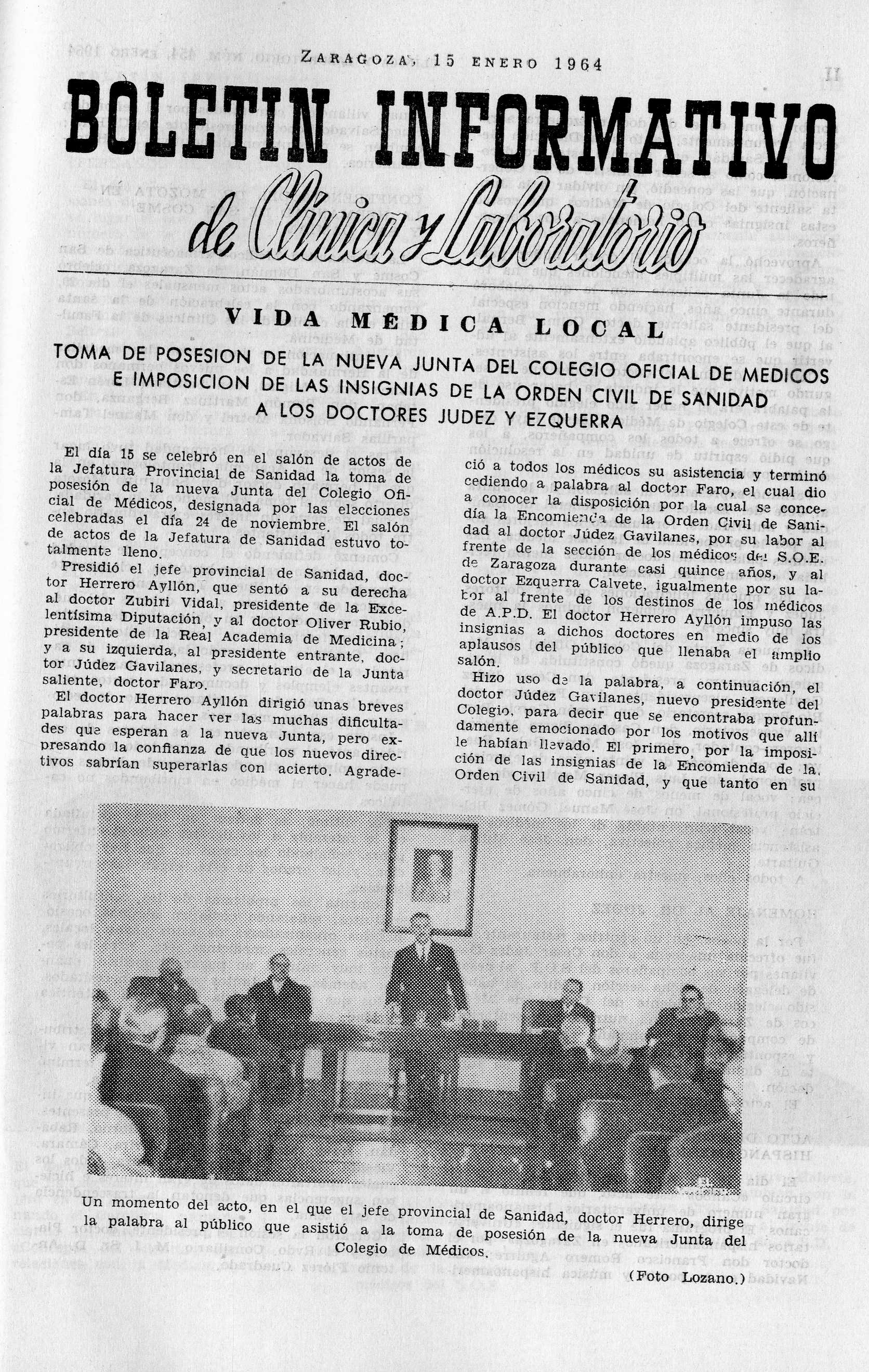 Boletín informativo de Clínica y laboratorio, Año 1964,  (1964)