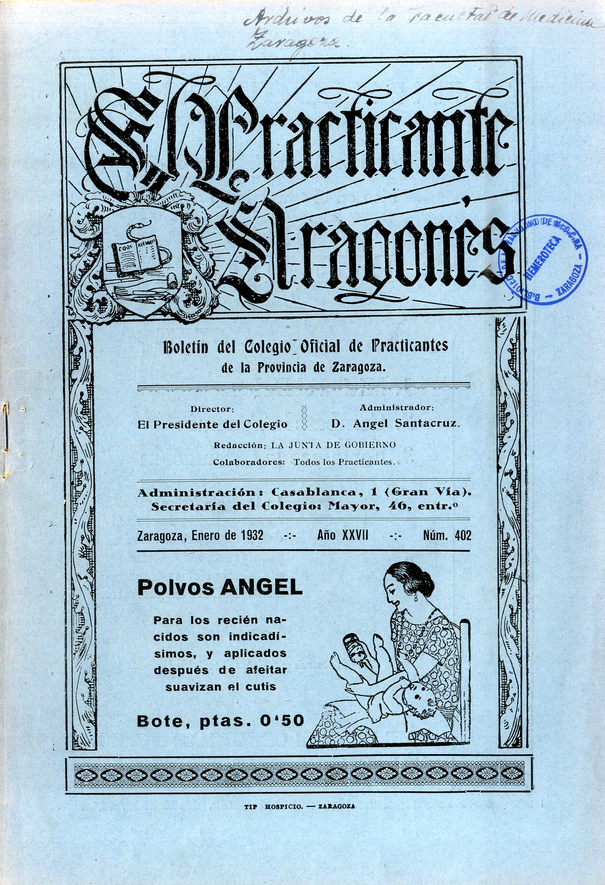 El practicante aragonés, Año 27, 27 (1932)