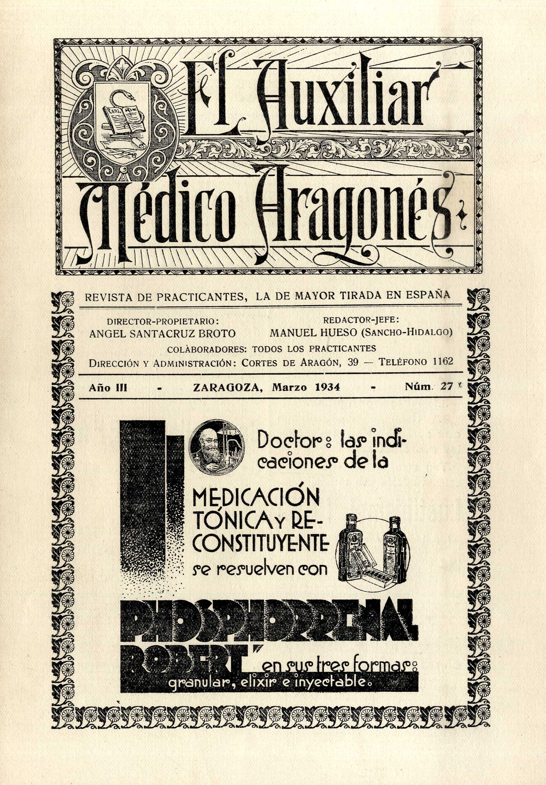 El Auxiliar Médico Aragonés, Año 3, 3 (1934)
