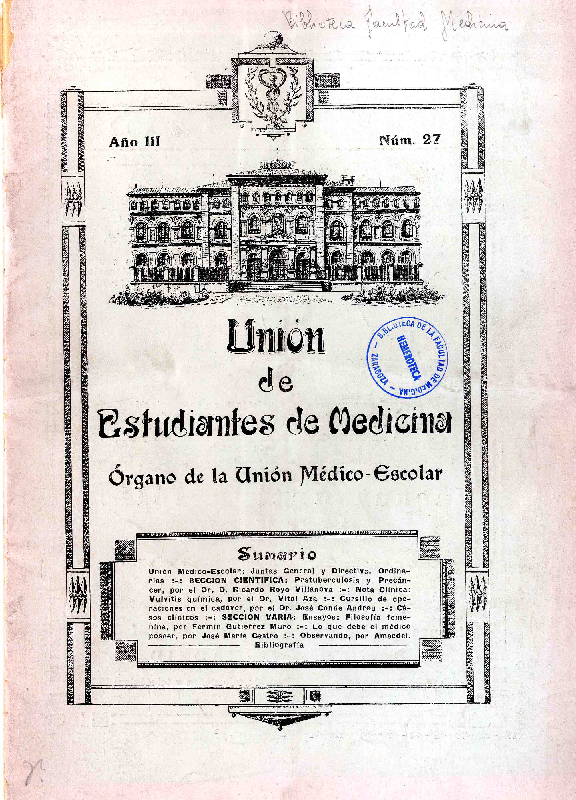 Unión de estudiantes de Medicina, Año 3, 3 (1925)