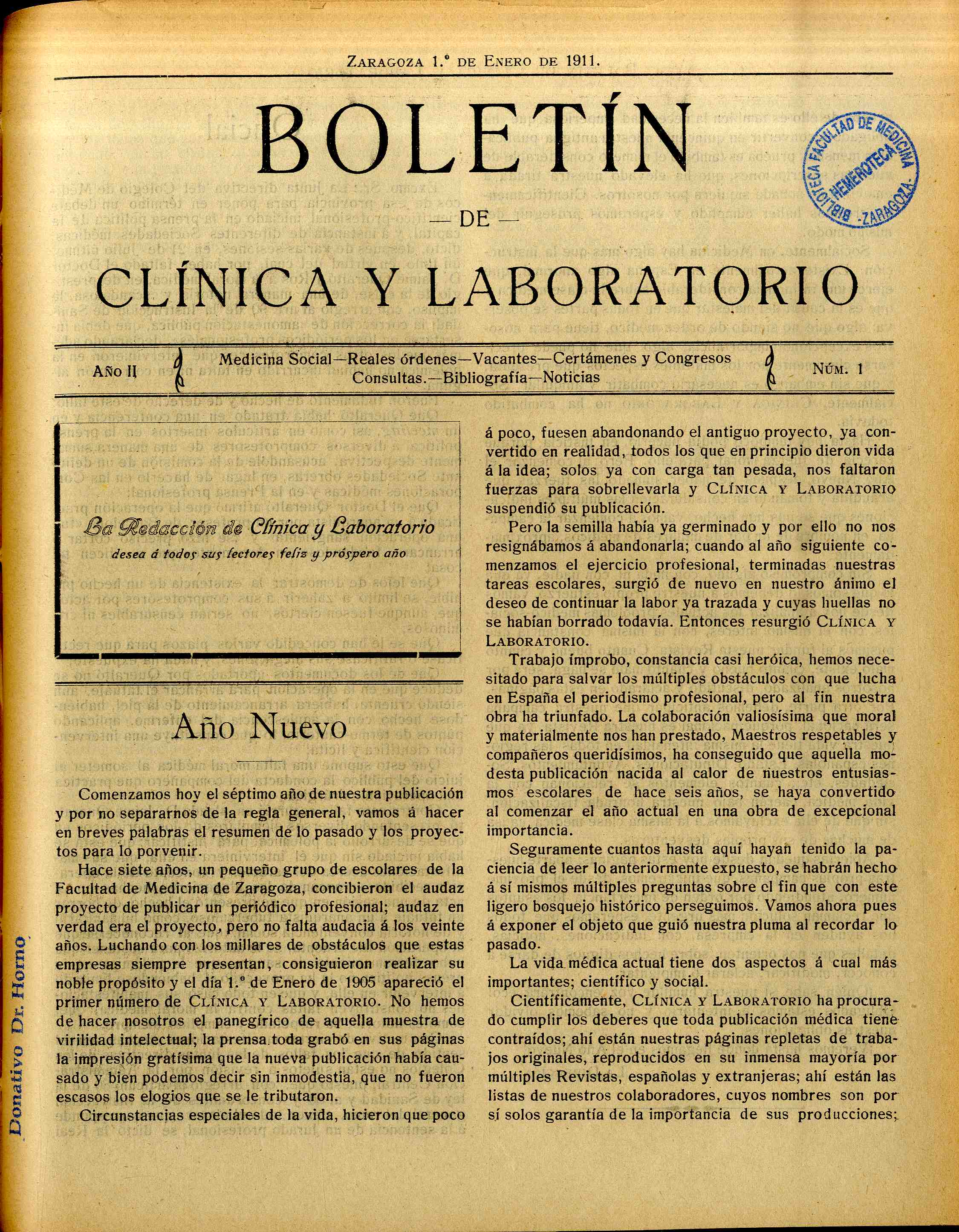 Boletín de Clínica y laboratorio, n. 1-24, (1911)