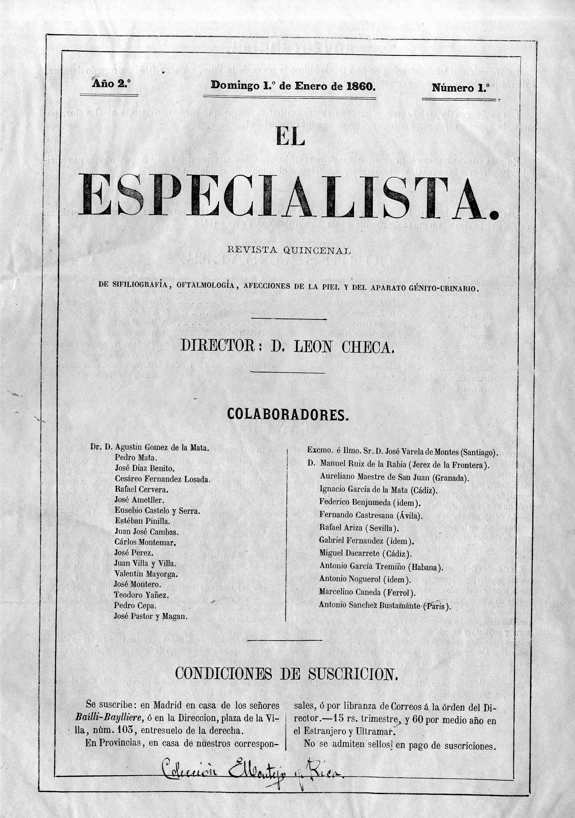 El especialista (Madrid), Año 2, 2 (1860)