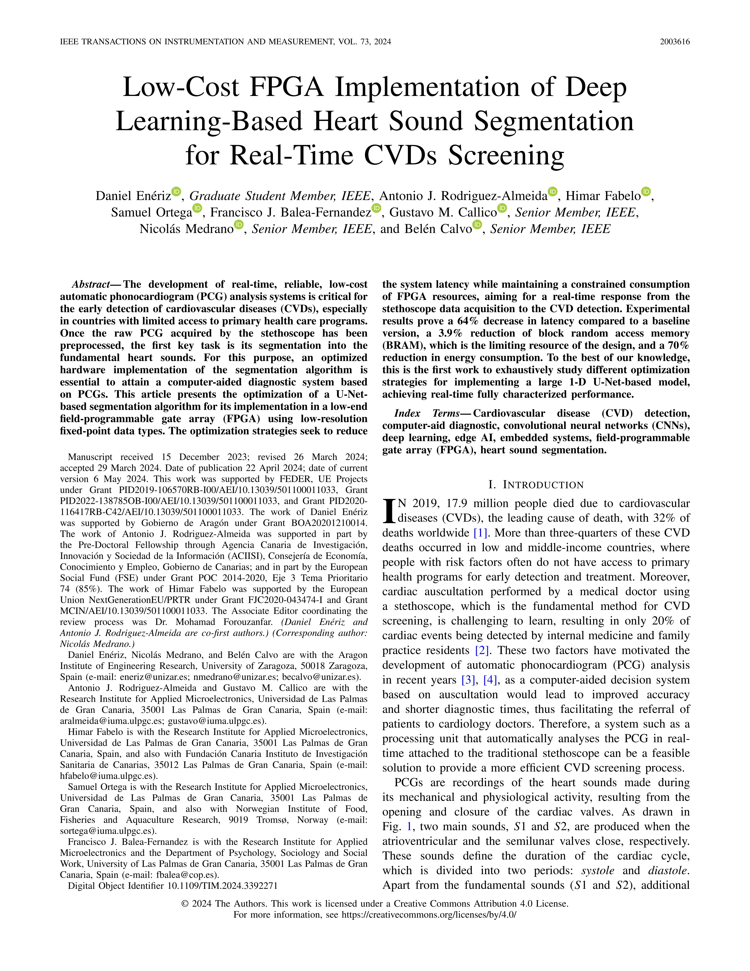 Low-cost FPGA implementation of deep learning-based heart sound segmentation for real-time CVDs screening