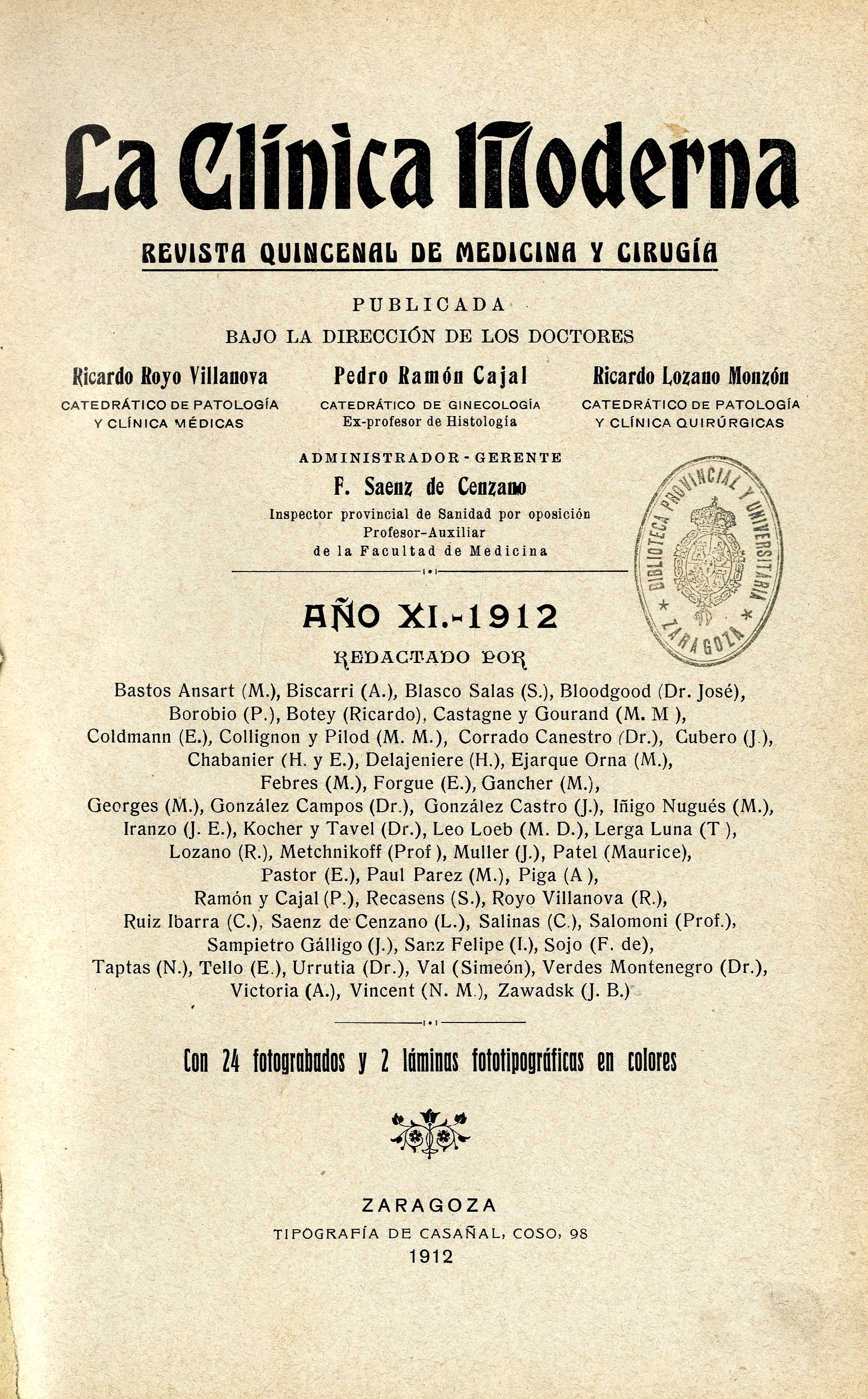 La Clínica Moderna, XI (1912)