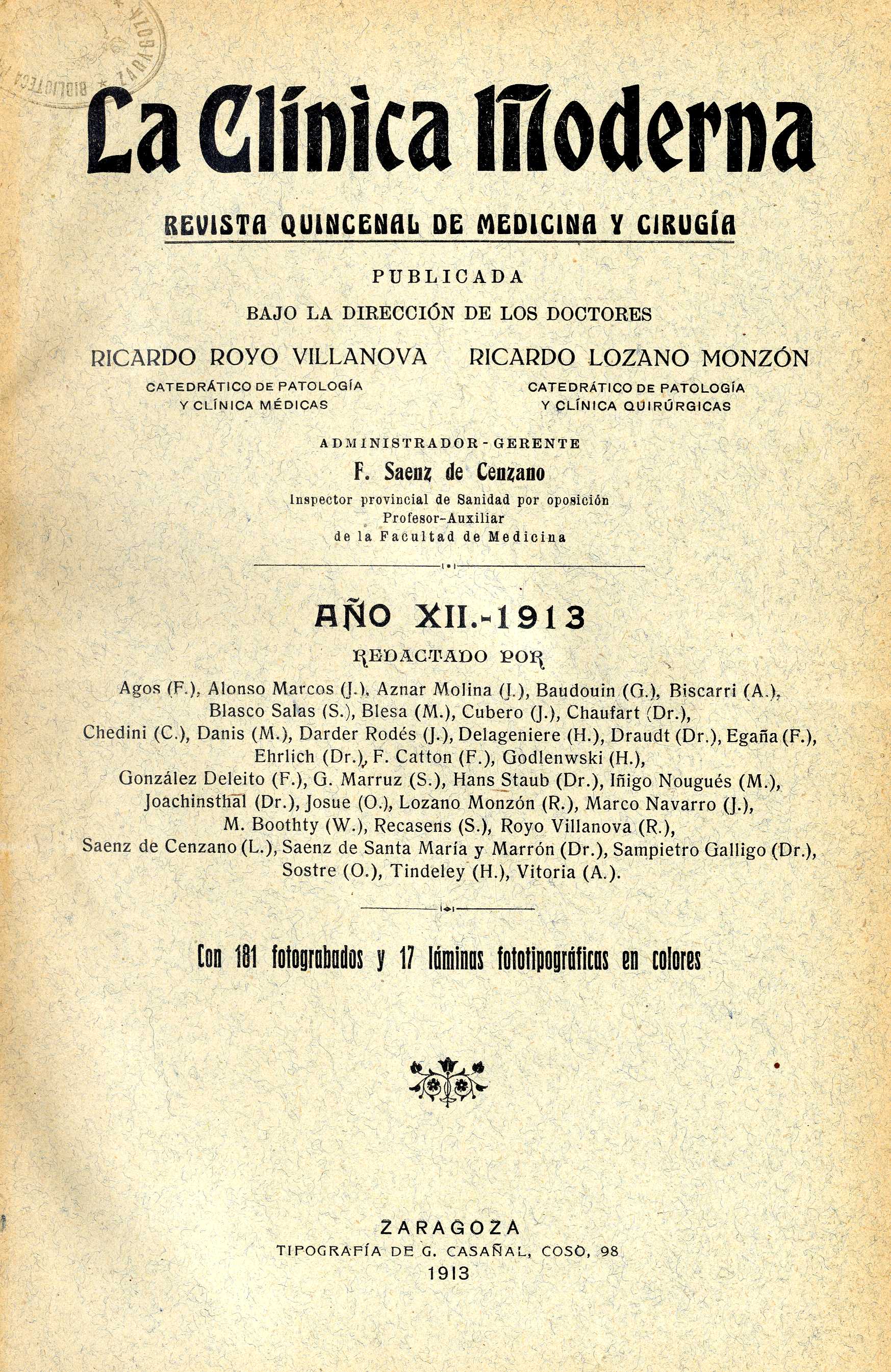 La Clínica Moderna, XII (1913)