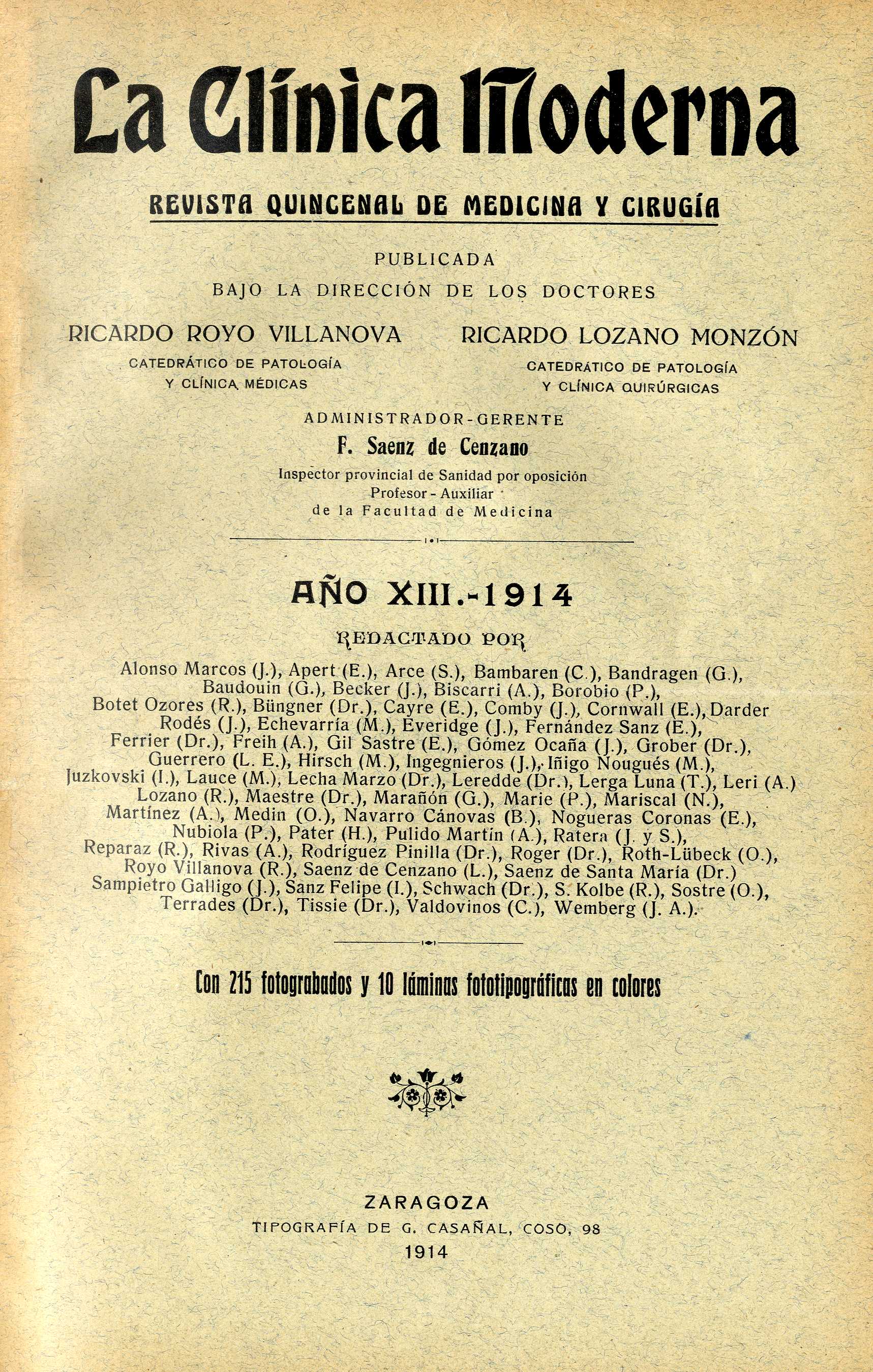 La Clínica Moderna, XIII (1914)