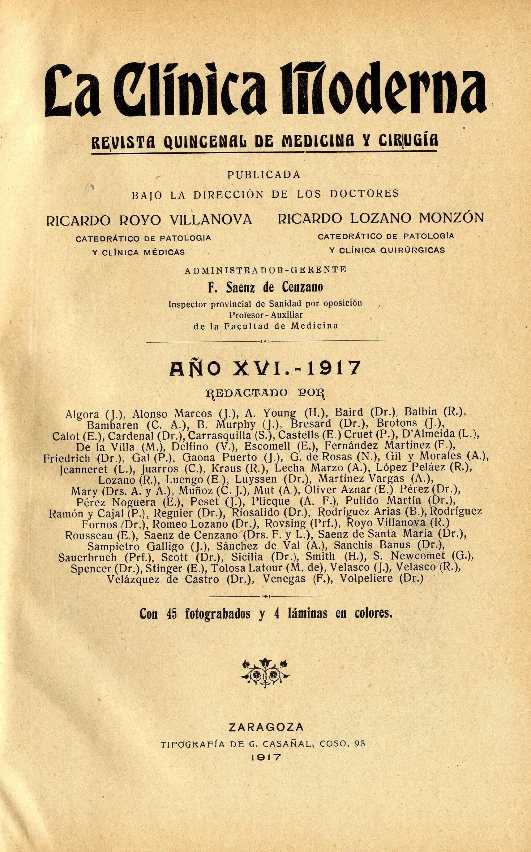 La Clínica Moderna, XVI (1917)