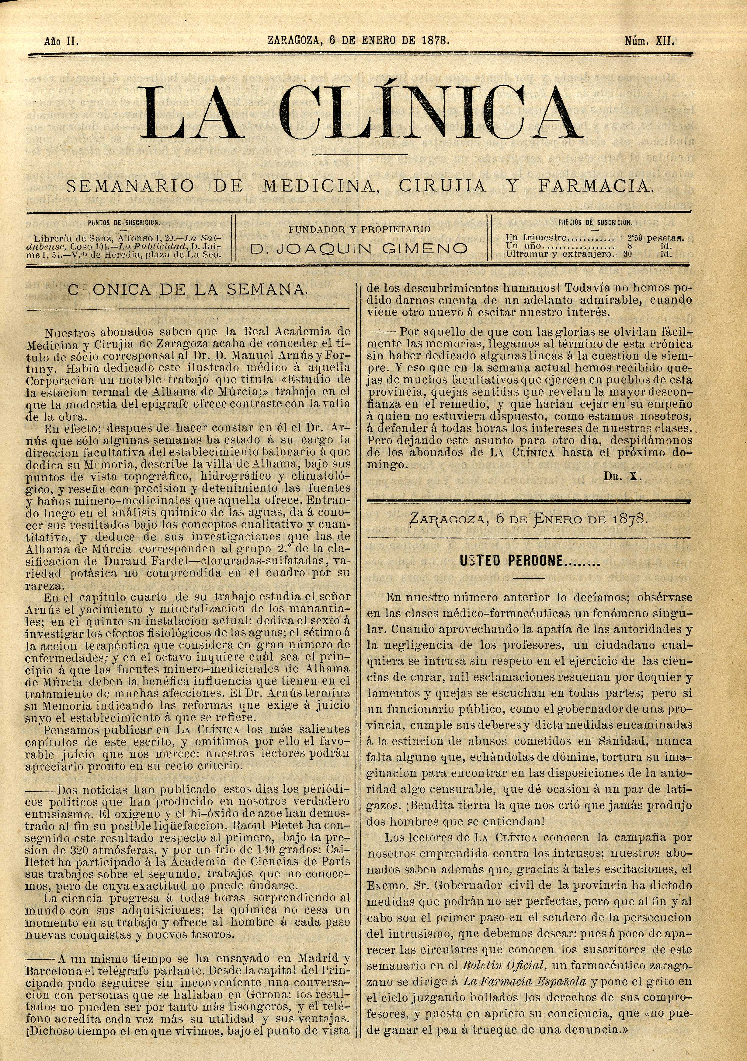 La Clínica (Zaragoza), II (1878)