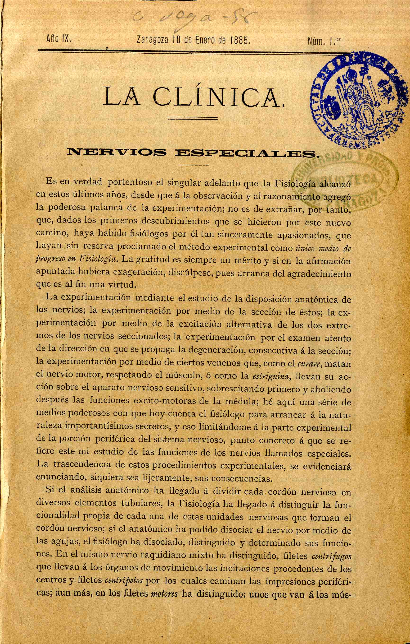 La Clínica (Zaragoza), IX (1885)