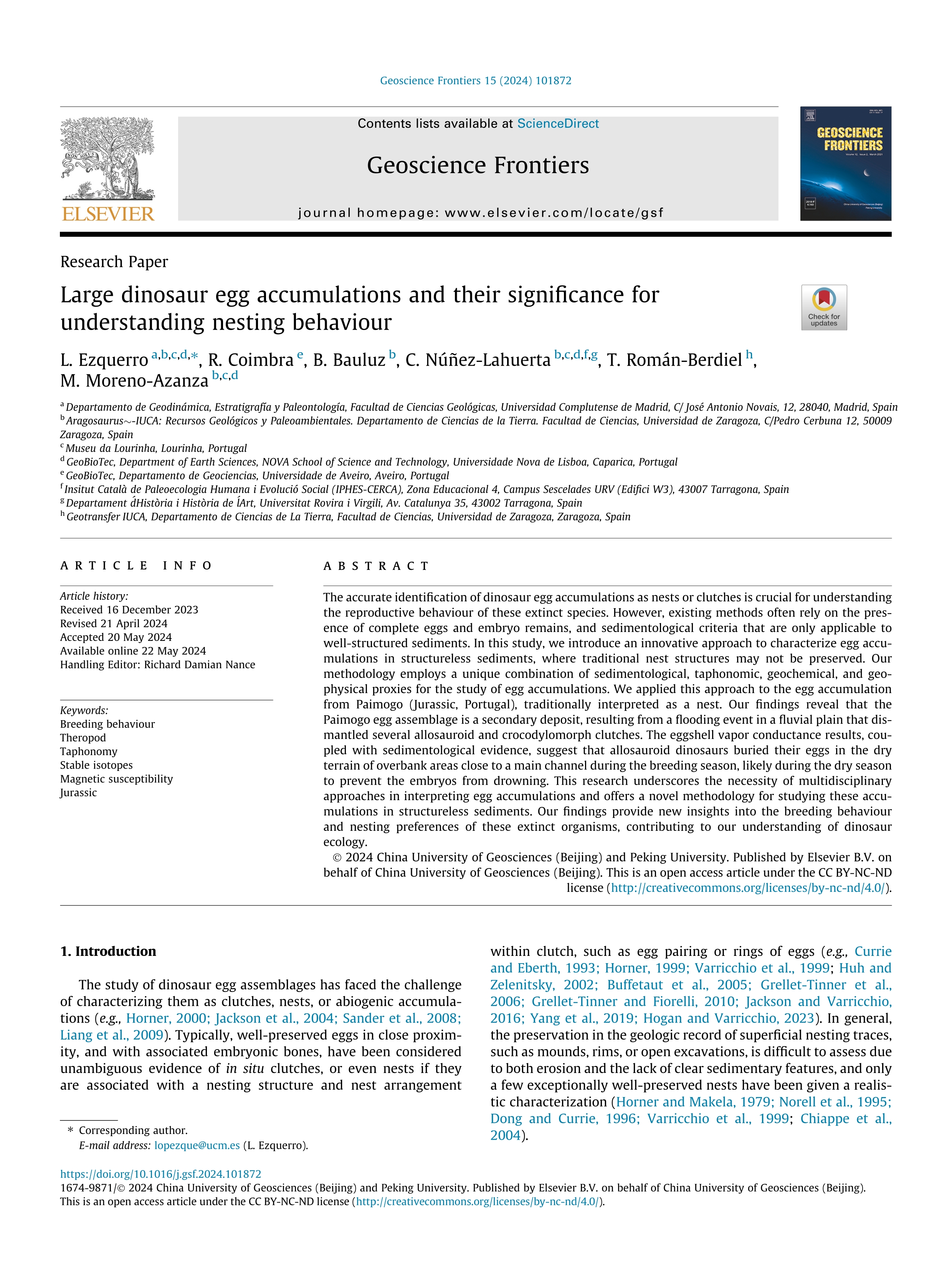 Large dinosaur egg accumulations and their significance for understanding nesting behaviour